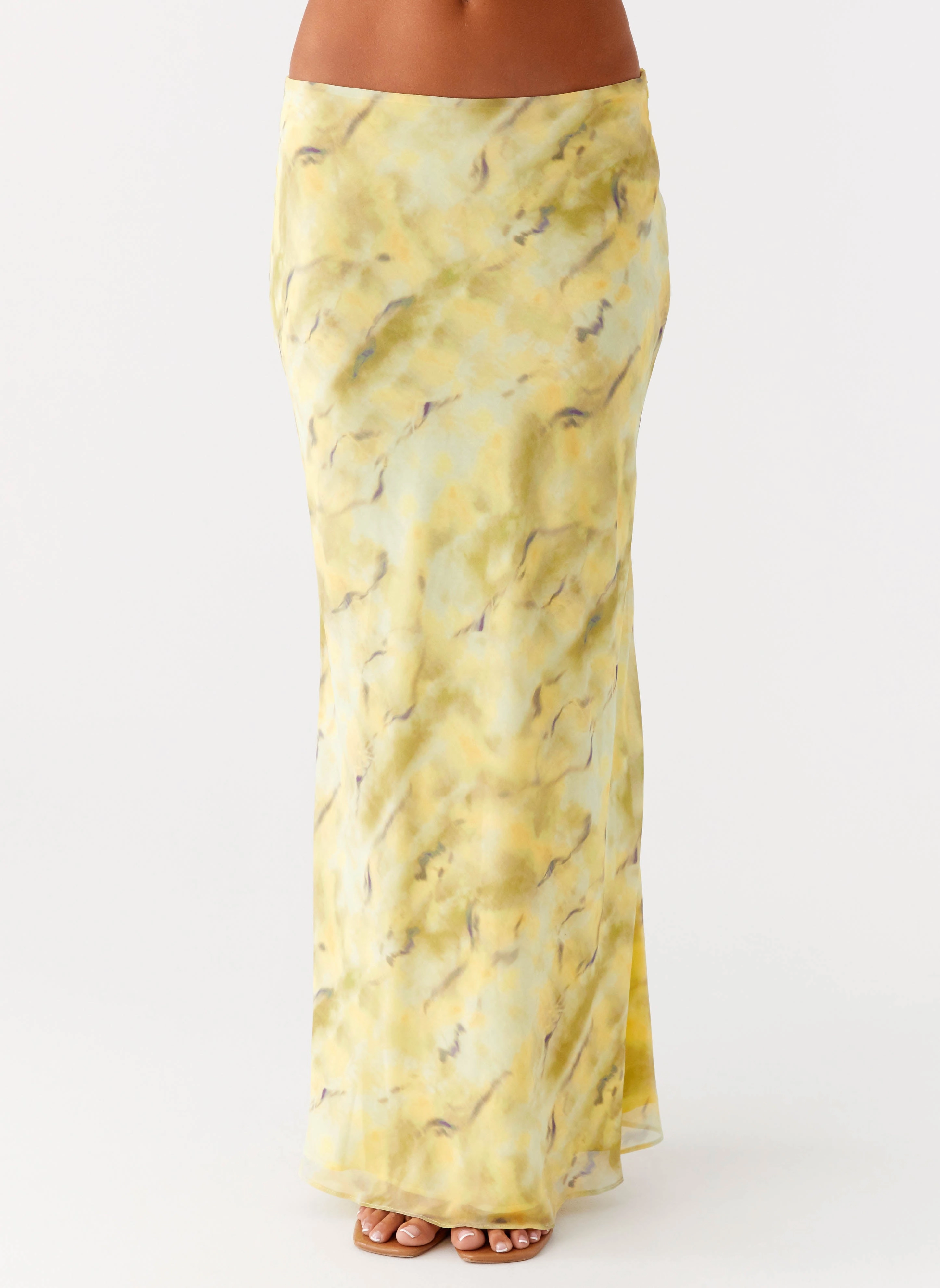 Light Fabric Kylo Low Rise Maxi Skirt - Yellow Tie Dye