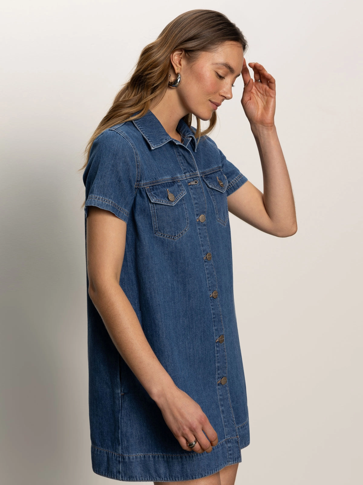 Denim Shiftdress Medium Wash Minimalist Waist Timeless slip dress