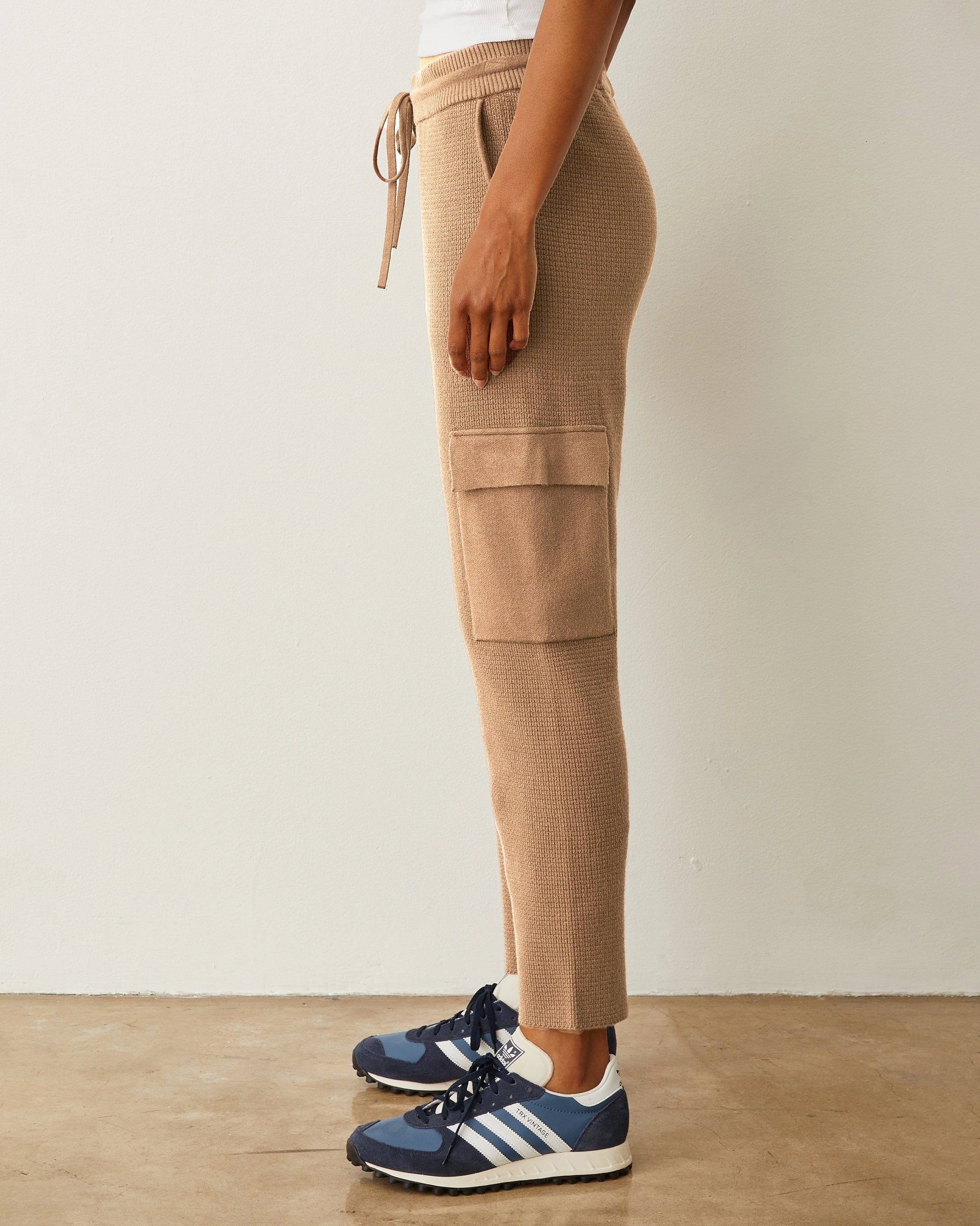 Soft Knit Waffle Cargo Jogger Feminine Cut