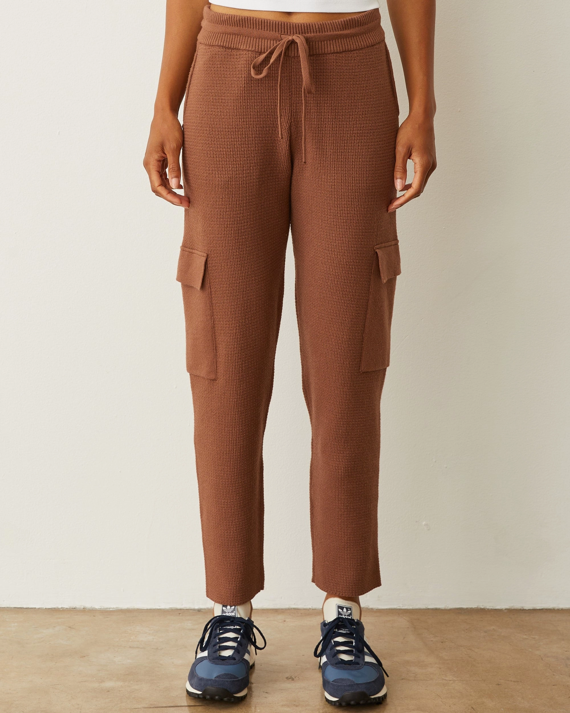 Trendy Cut Active Appeal Soft Knit Waffle Cargo Jogger