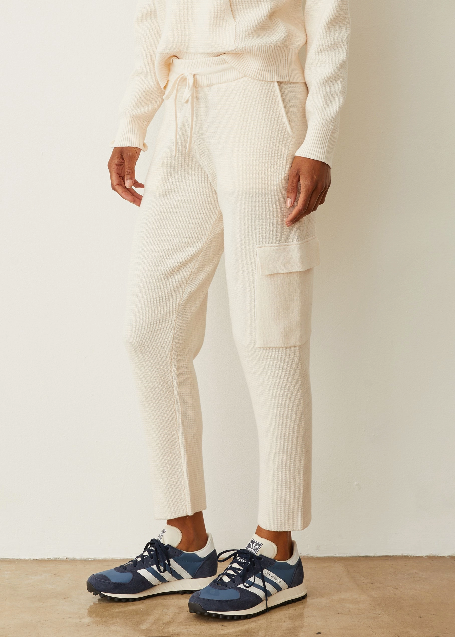 Chic casual Soft Knit Waffle Cargo Jogger