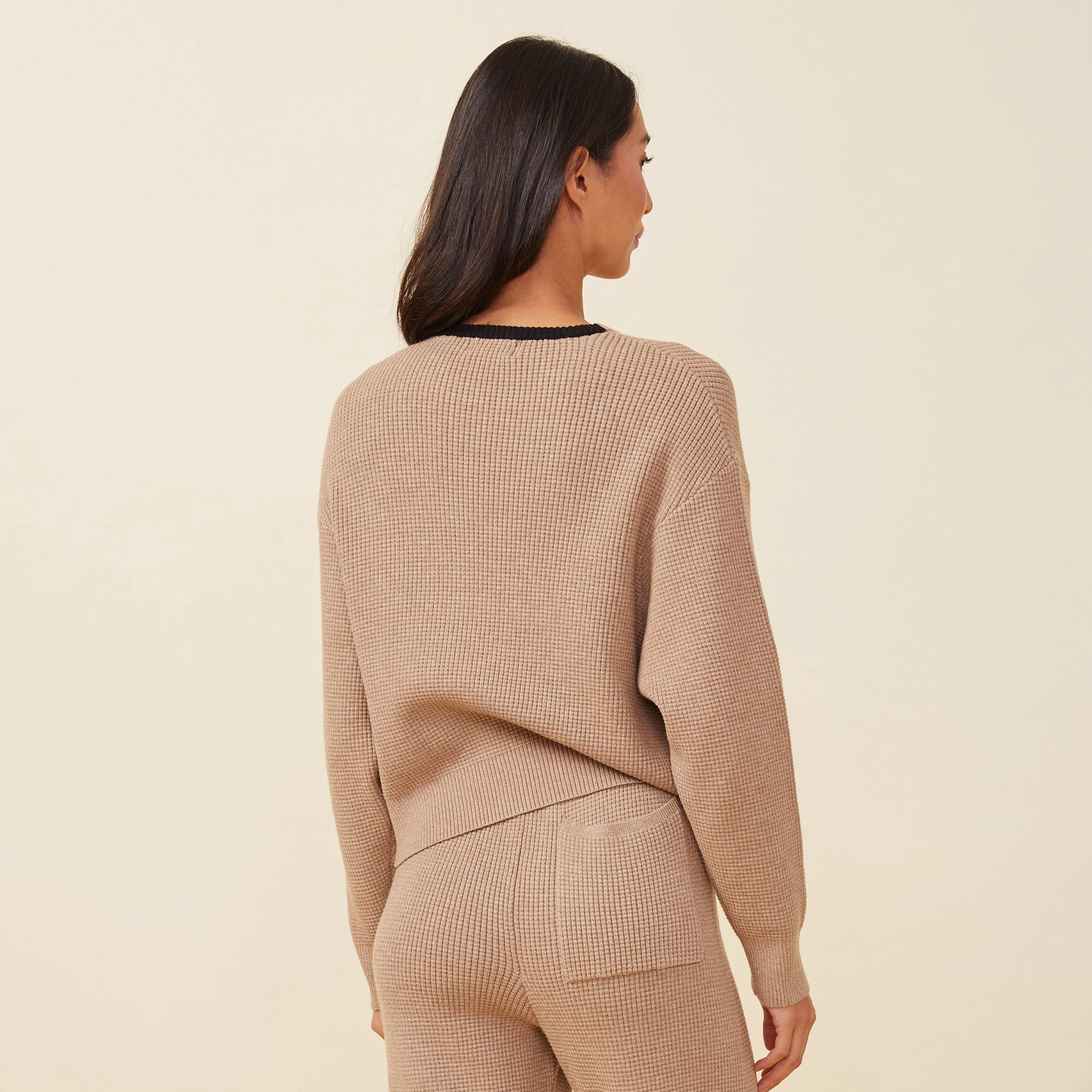 NonChafing Fabric Soft Knit Waffle Crew Neck Sweatshirt