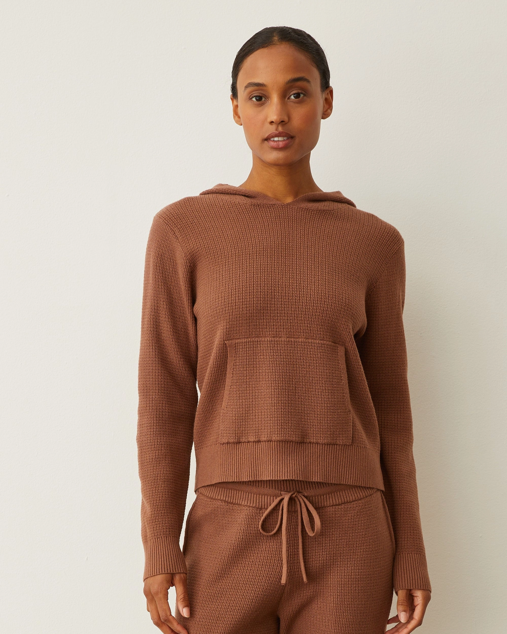 Soft Knit Waffle Kangaroo Pullover Comfy Style