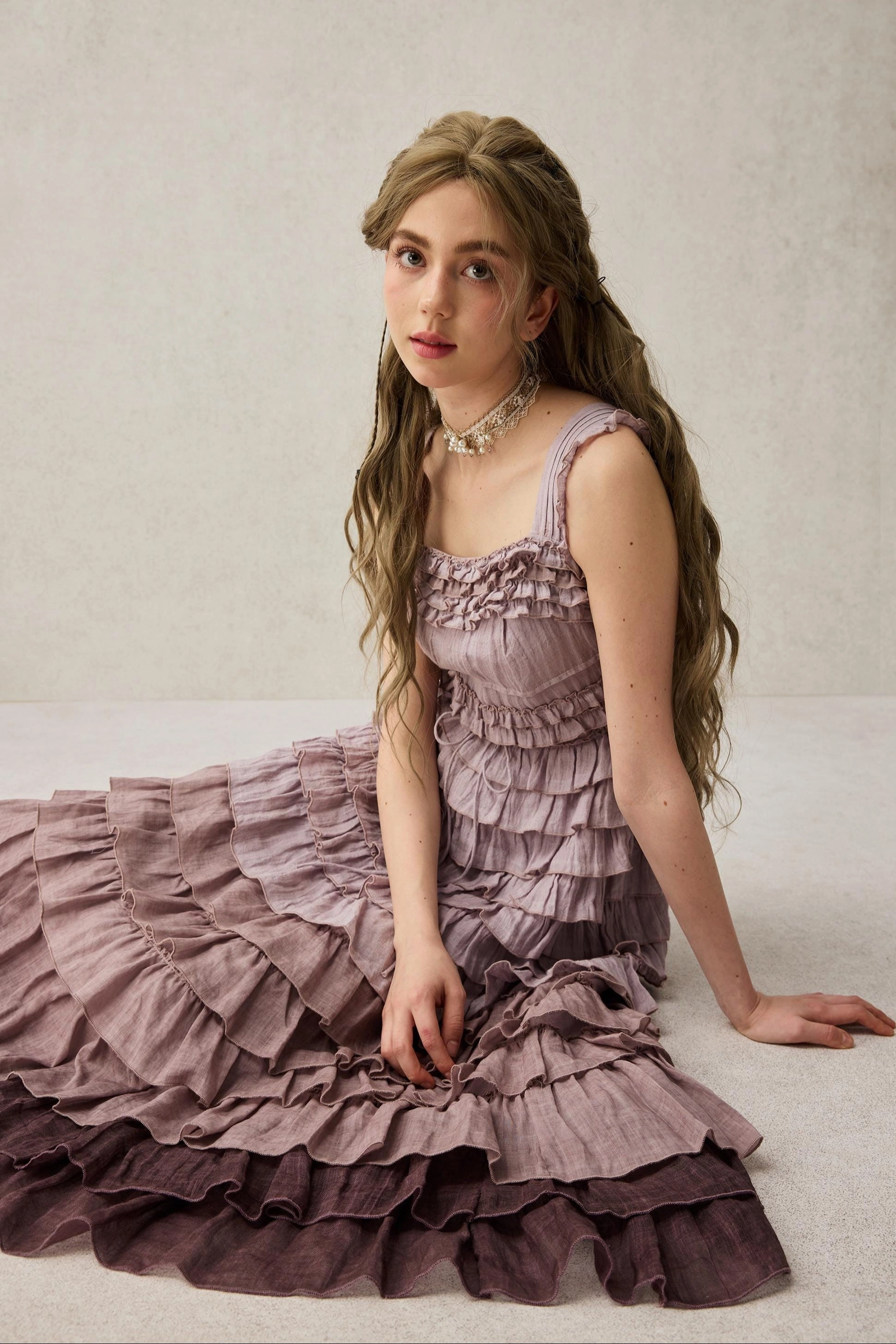 Petals 22 | Dreamy gradient Linen Dress Simple Look Auxiliary Attachment Points