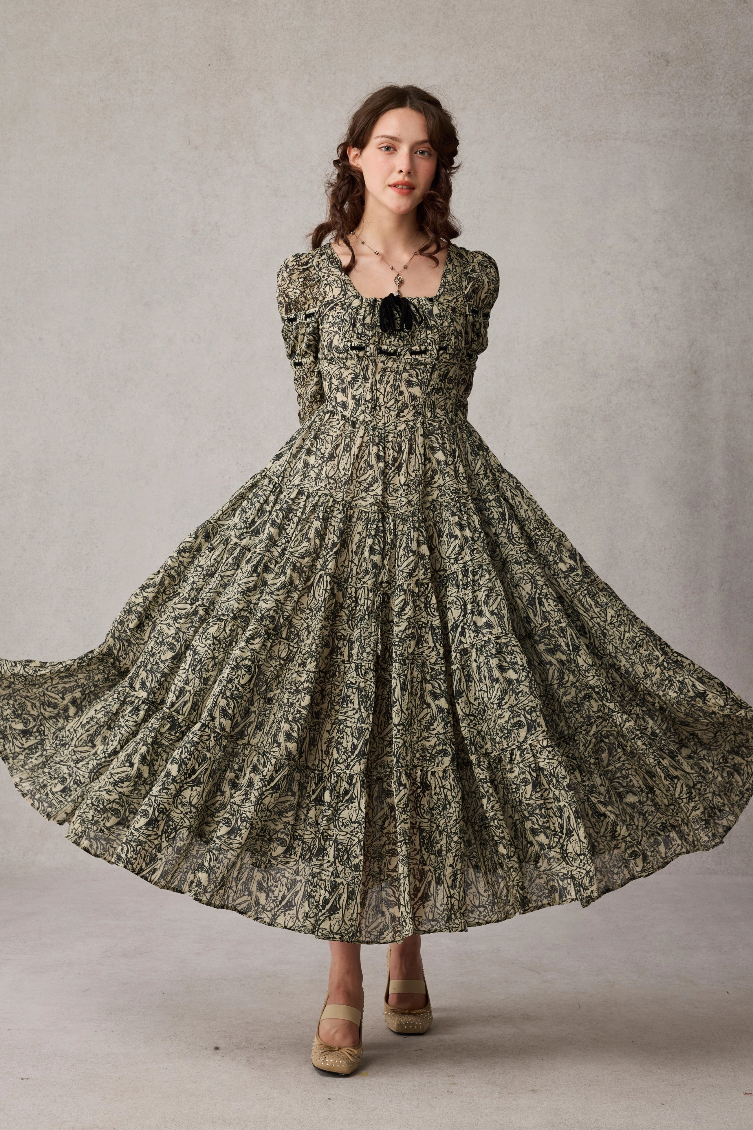 Tapered Hem Queena 22 | Empired Maxi linen dress