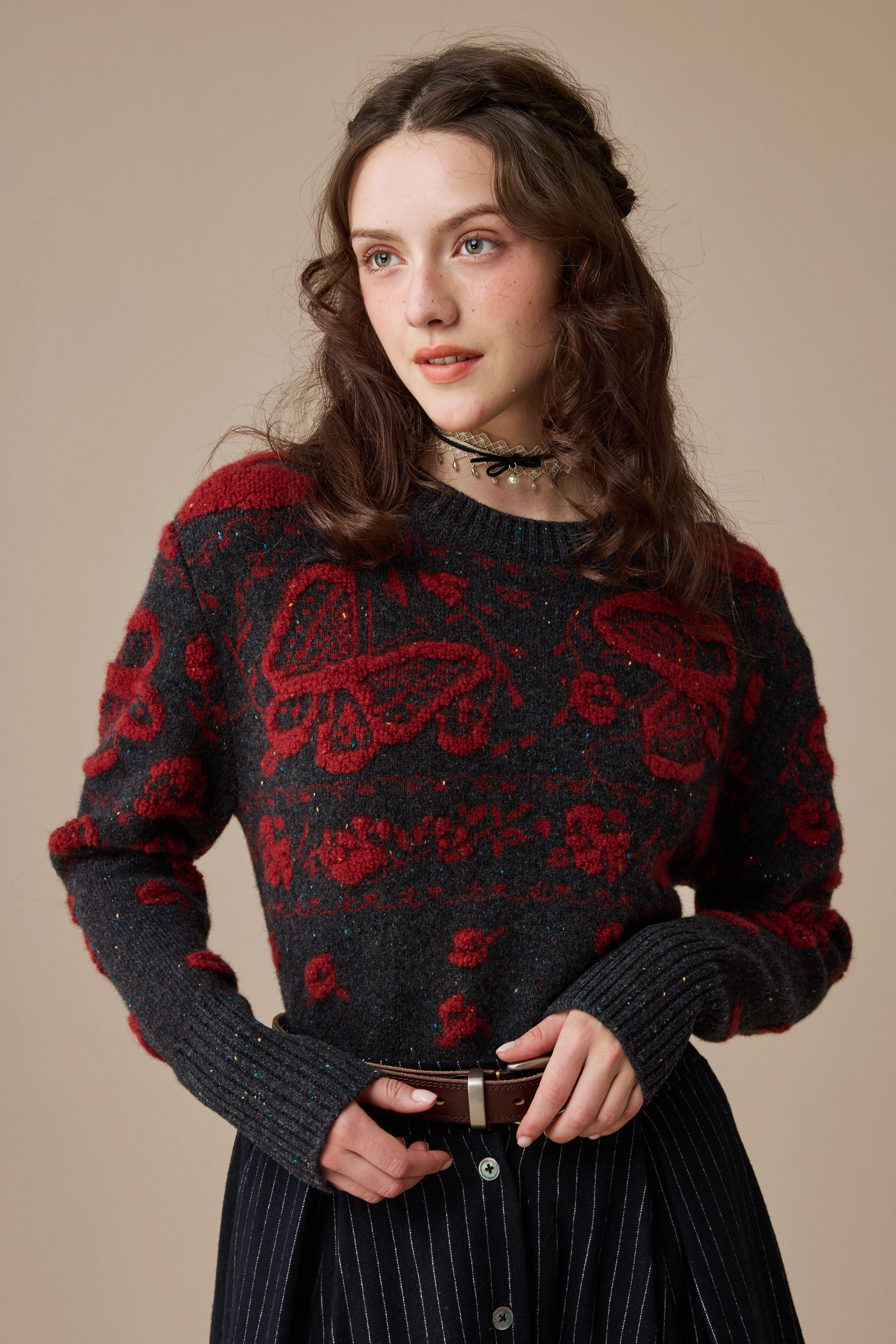 Soft Harmony Nutcracker 24 |100% Wool Floral Jumper Sweater