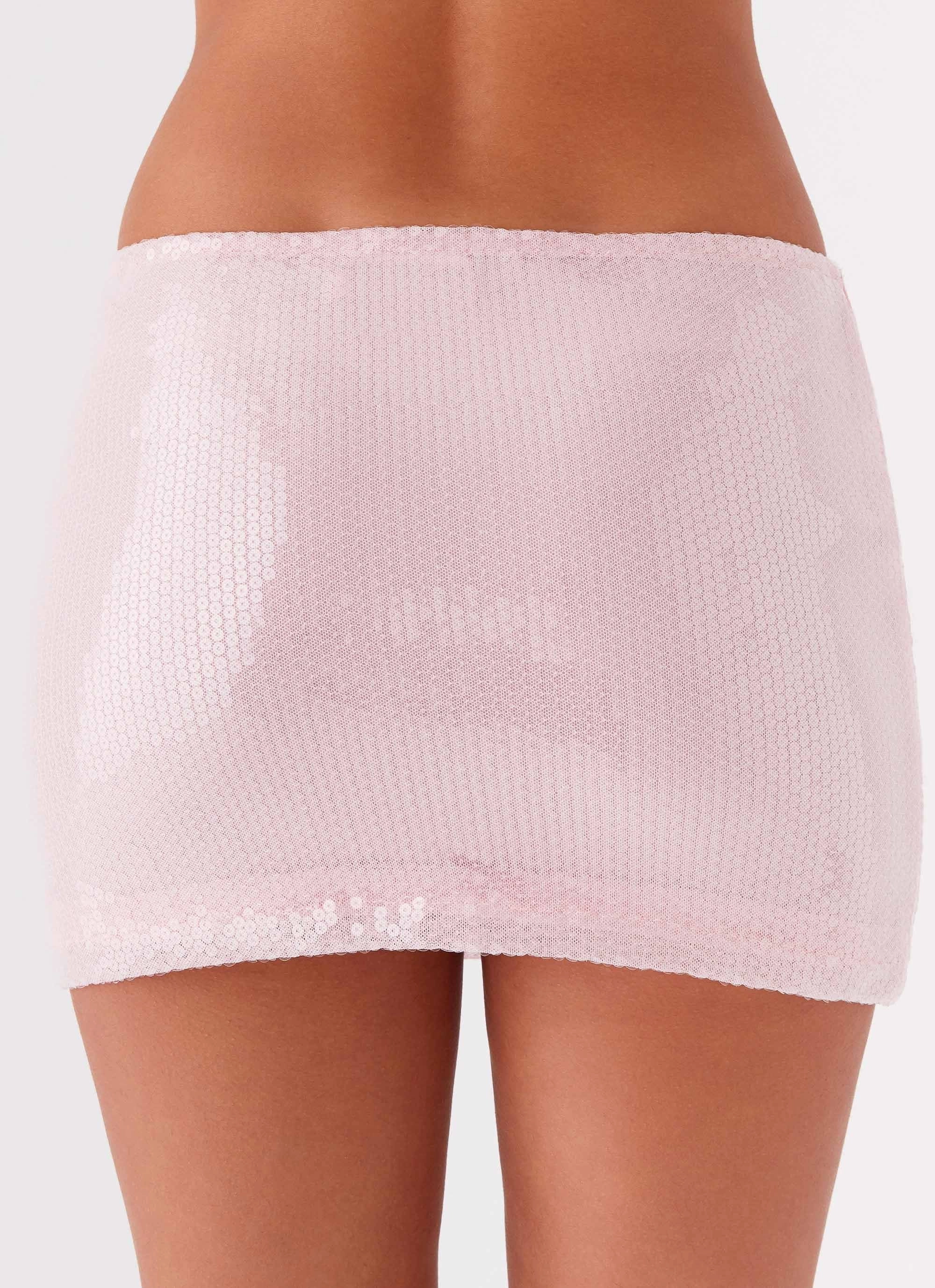 Elastic Fit Smart Utility Perfect Fantasy Sequin Mini Skirt - Pink