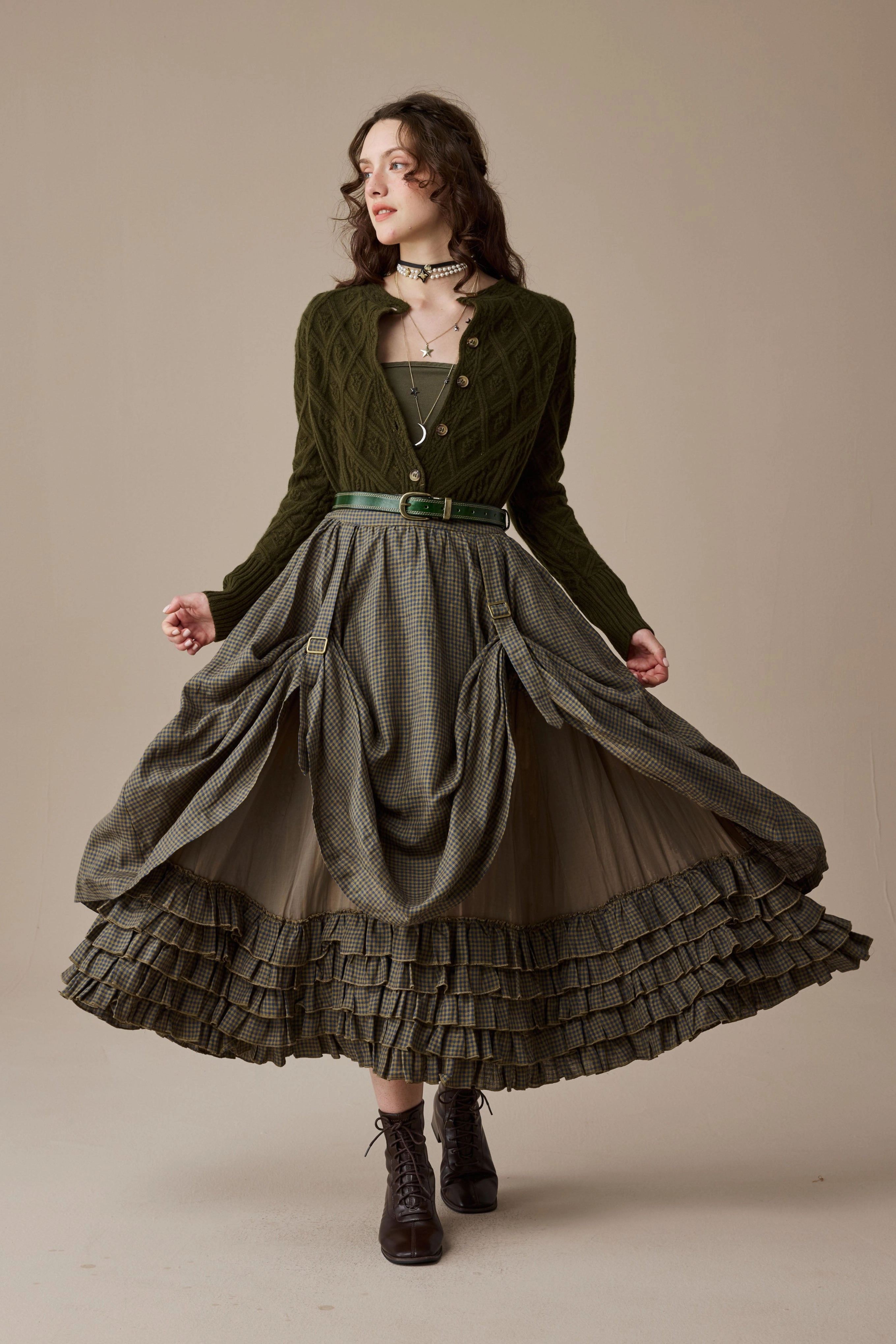 Non Chafing Neckline Anna 21 | Layered Linen Skirt (Adjustable)