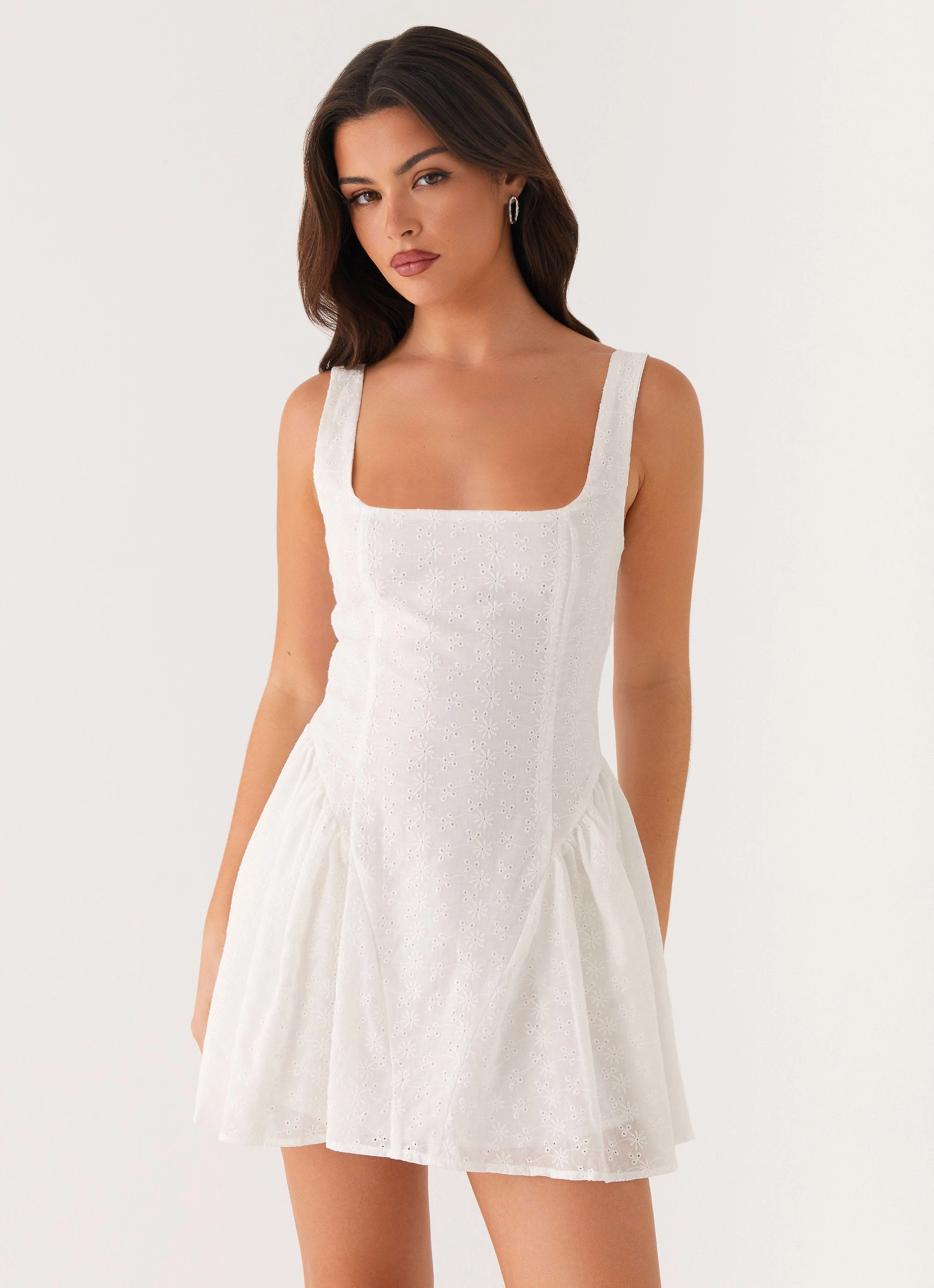 Alyssa Mini Dress - White Silky-Feel