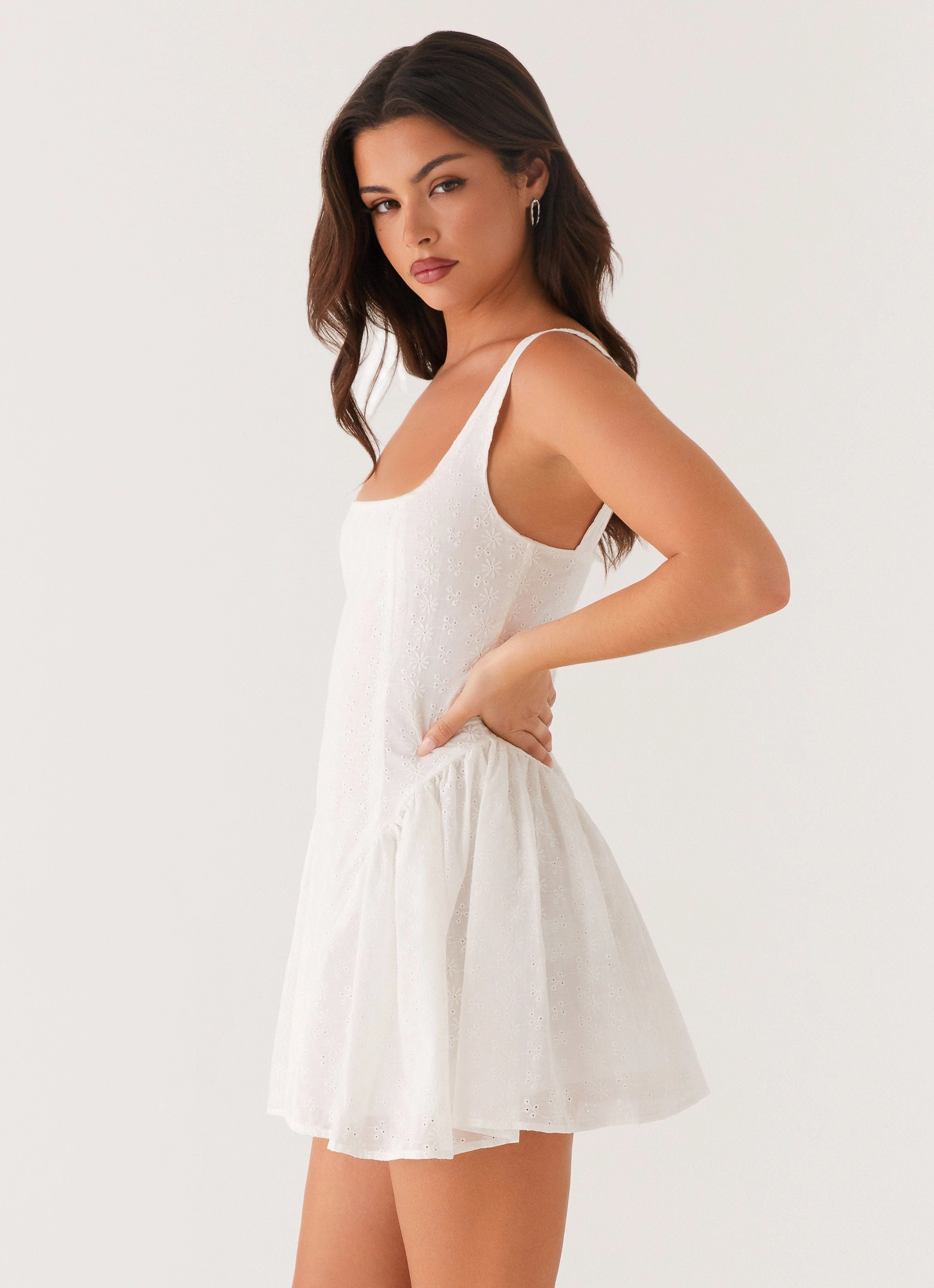 Alyssa Mini Dress - White Soft and Chic