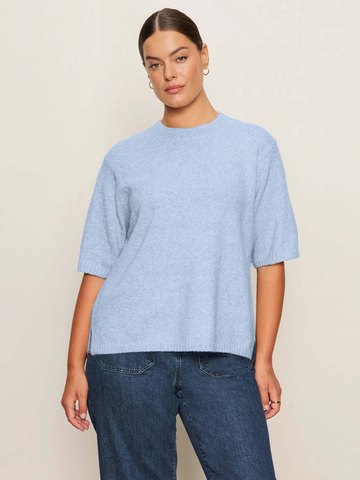 Perfect Sweater Tee Blue Powder Extended Sizing AntiPilling Treatment Warm Classic