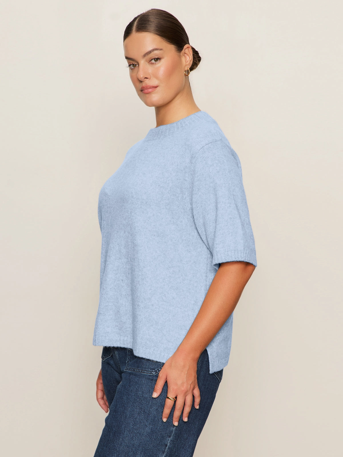 Office Layer Layered Collar Option Perfect Sweater Tee Blue Powder Extended Sizing