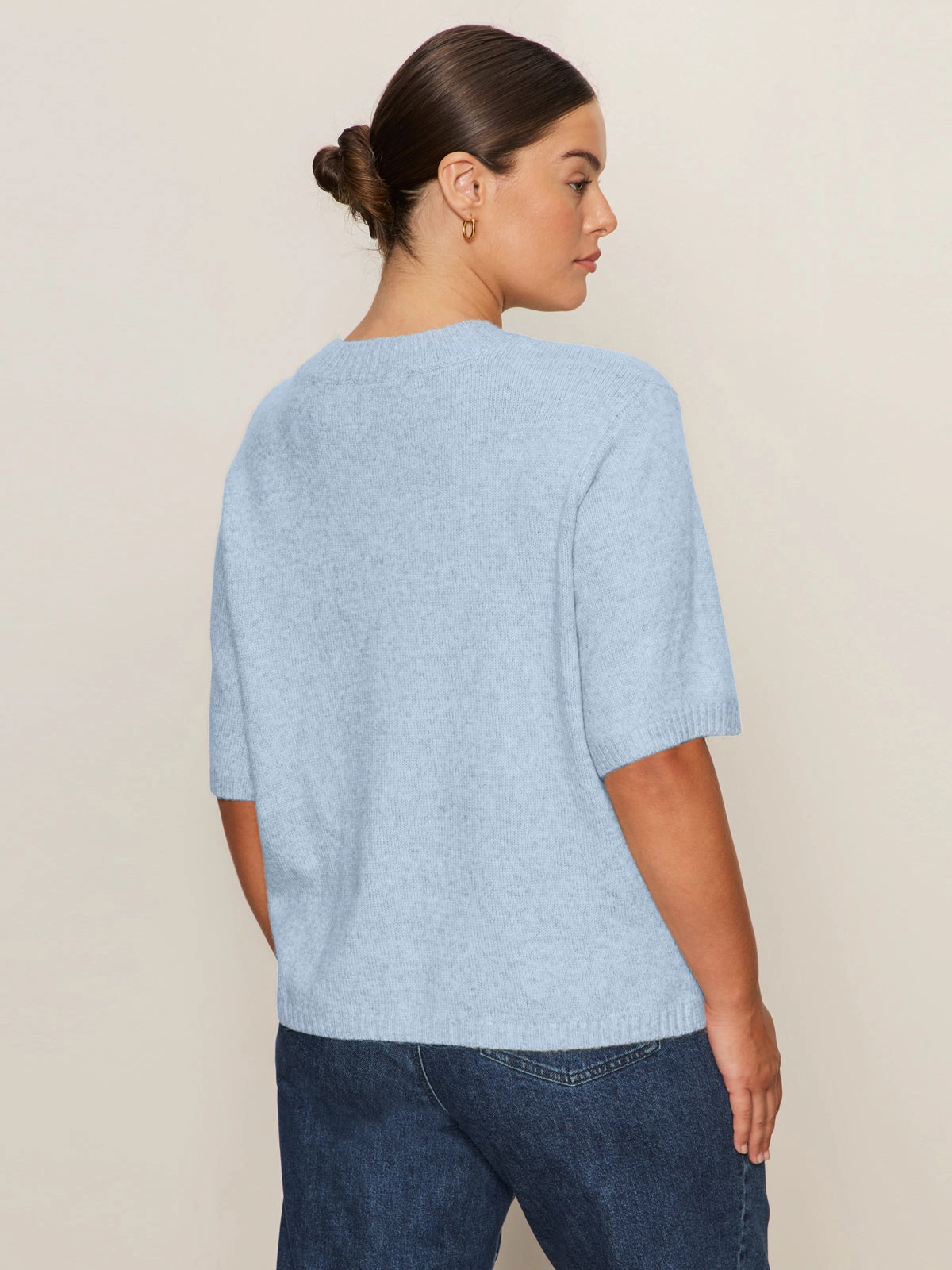 Casual Draping Water Repellent Finish Perfect Sweater Tee Blue Powder Extended Sizing