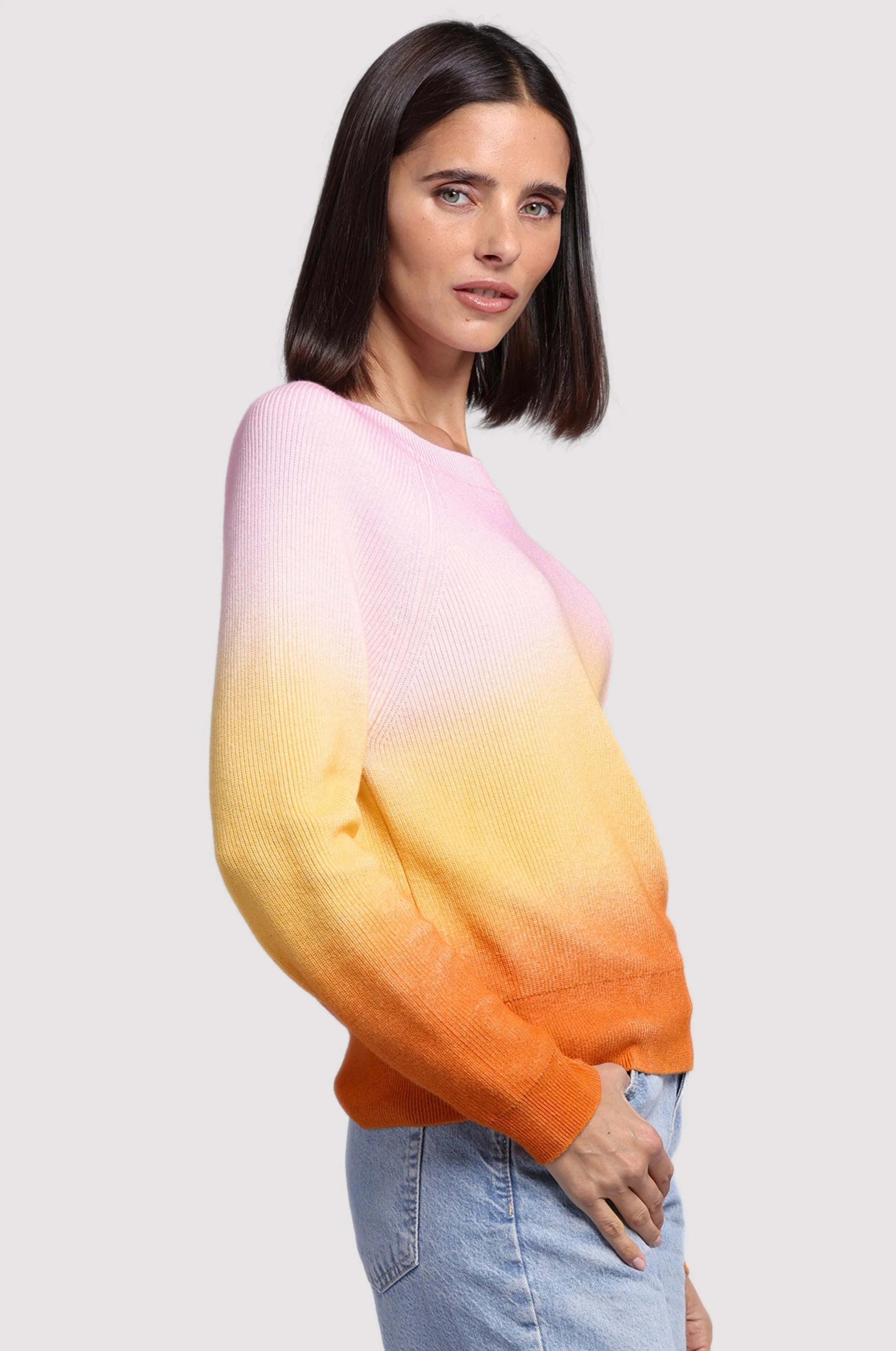 Minnie Rose Cotton Cashmere Ombre Baby Shaker Crew Light Weight