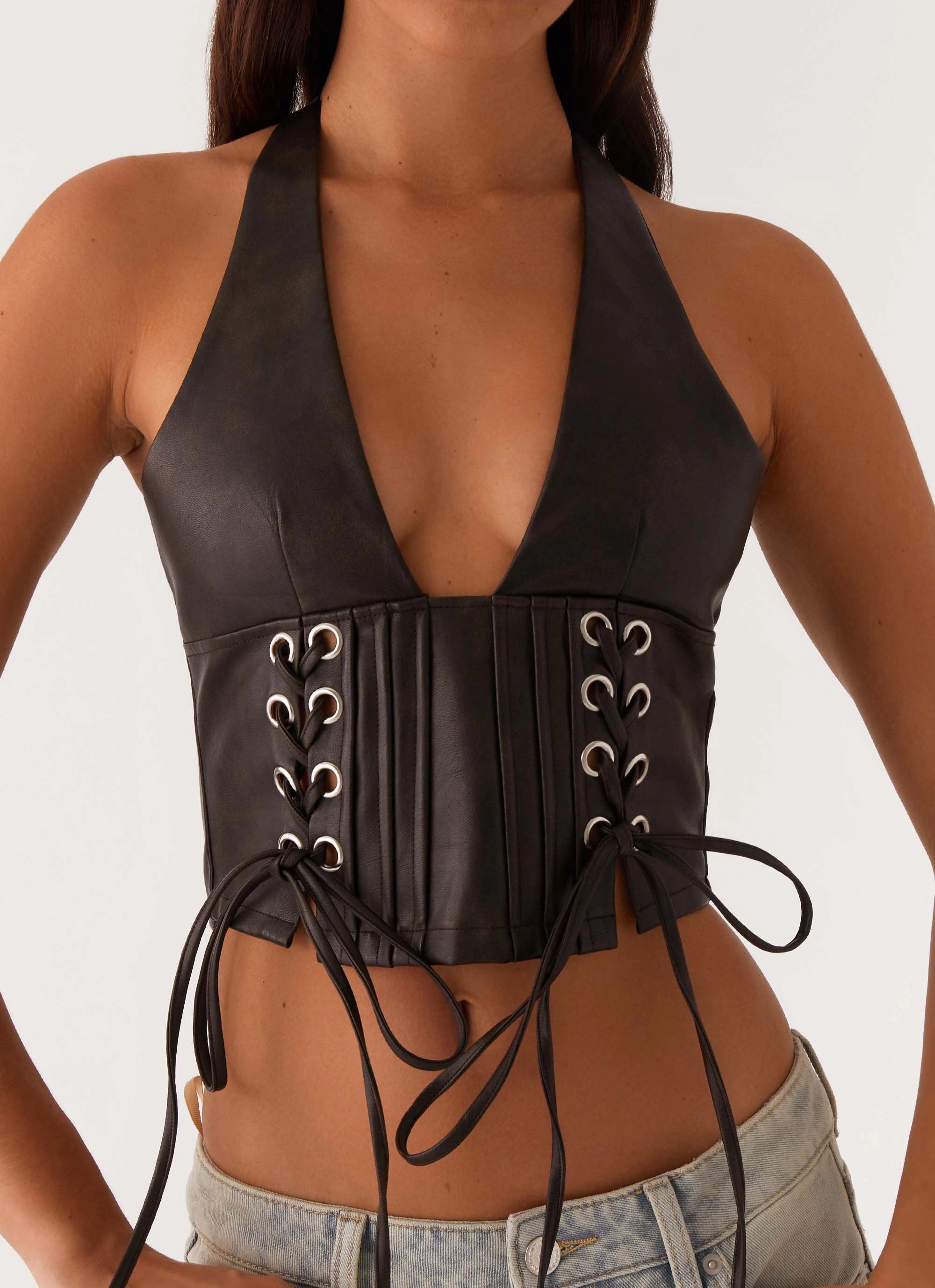 Playbook Halterneck Top - Vintage Brown Basic Sweatshirt Minimalist Styling