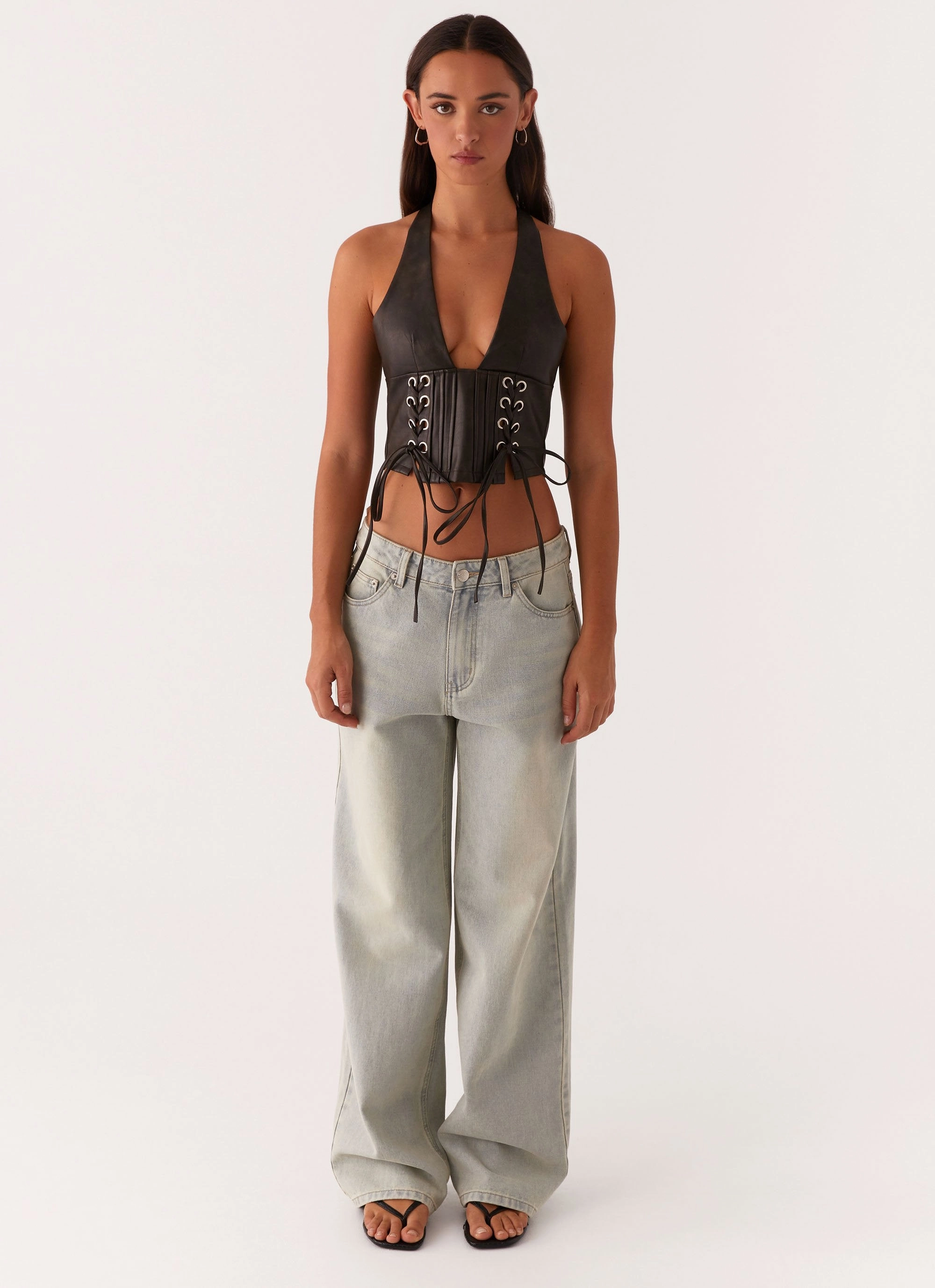 Playbook Halterneck Top - Vintage Brown Built In Filter Layer Warm Fabric