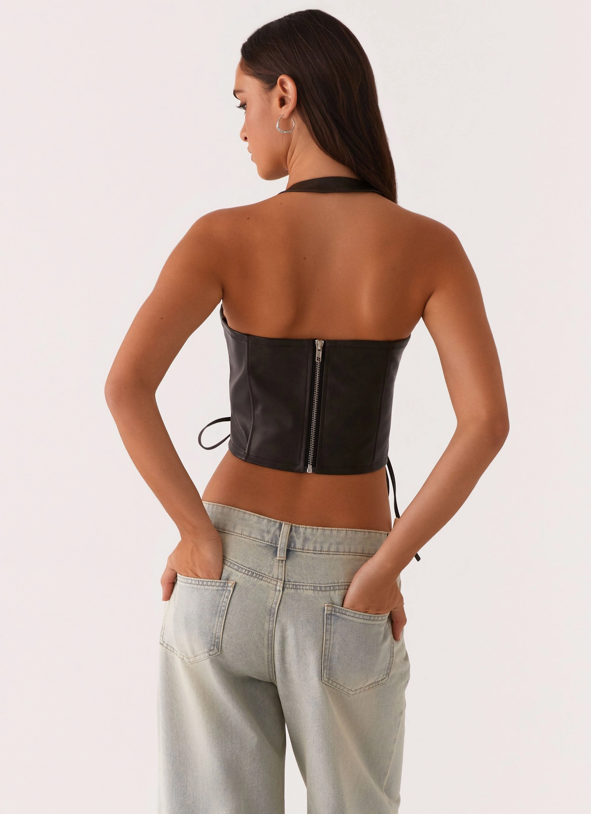 Playbook Halterneck Top - Vintage Brown Easycare