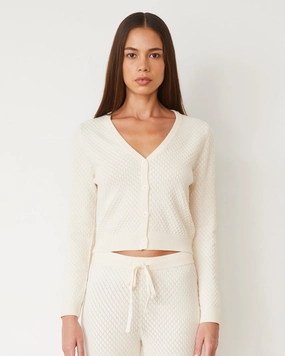 Softknit French Waffle Cardigan Quick Dry Textile Softknit French Waffle Cardigan Breathable Mesh Back Layered Panel Design