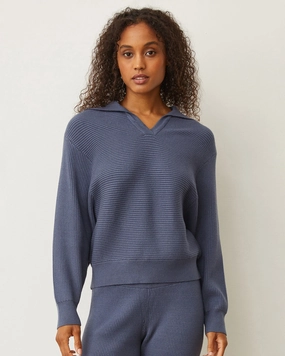 Softknit Rib Collared Sweater LayeredHem AntiSnag Fabric Softknit Rib Collared Sweater