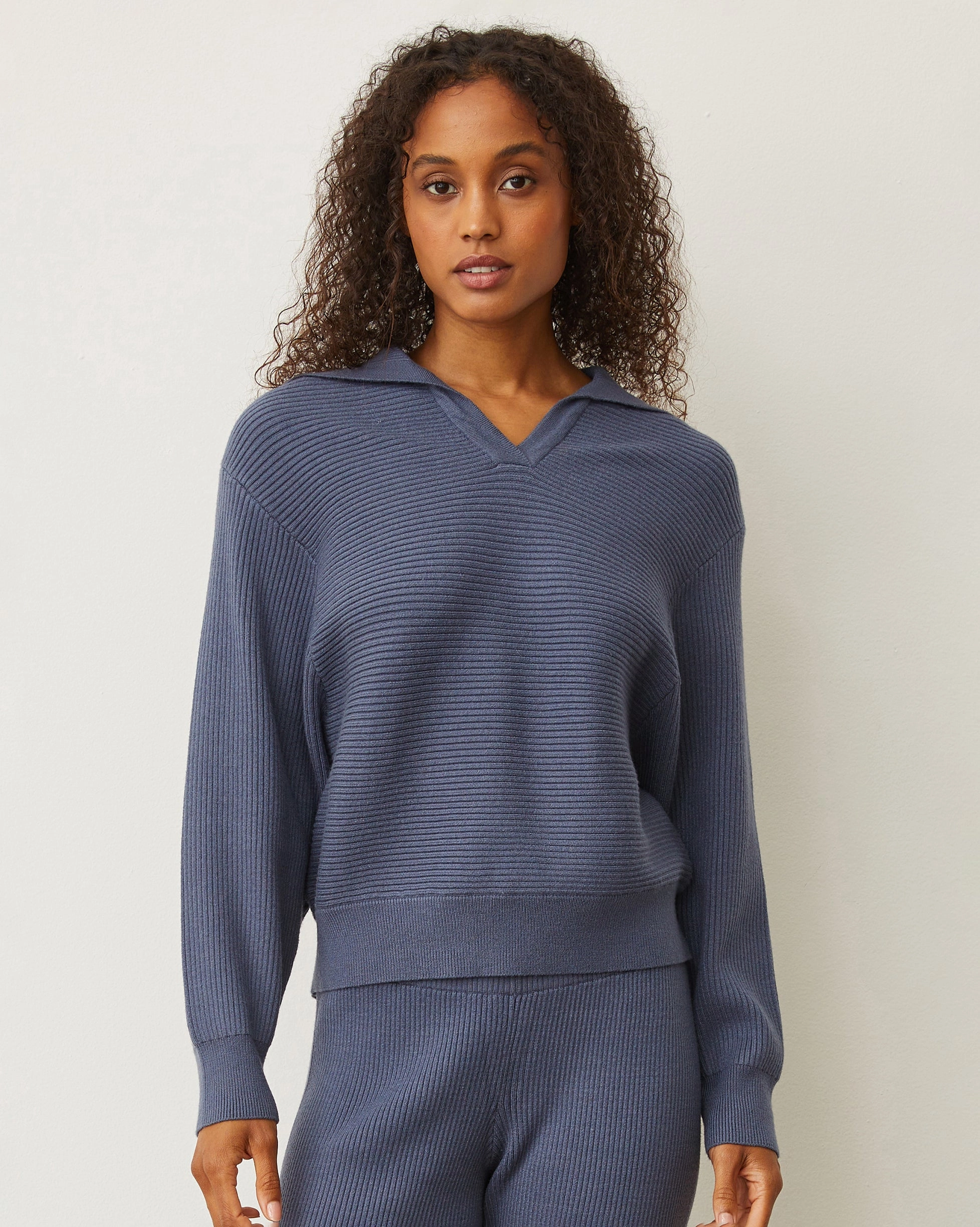 AntiSnag Fabric Softknit Rib Collared Sweater