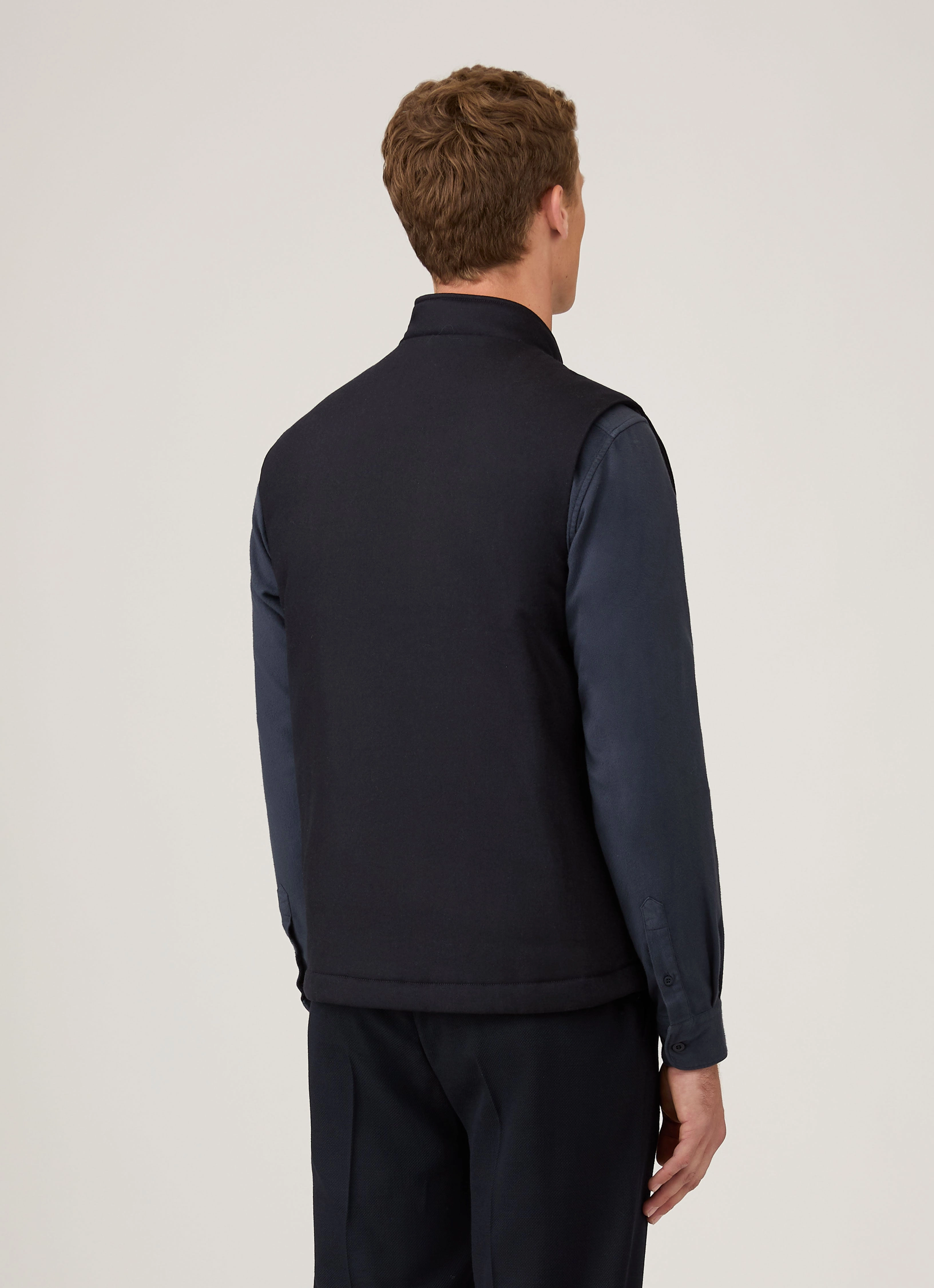 Spread Men's Wool Cashmere Gilet in Navy