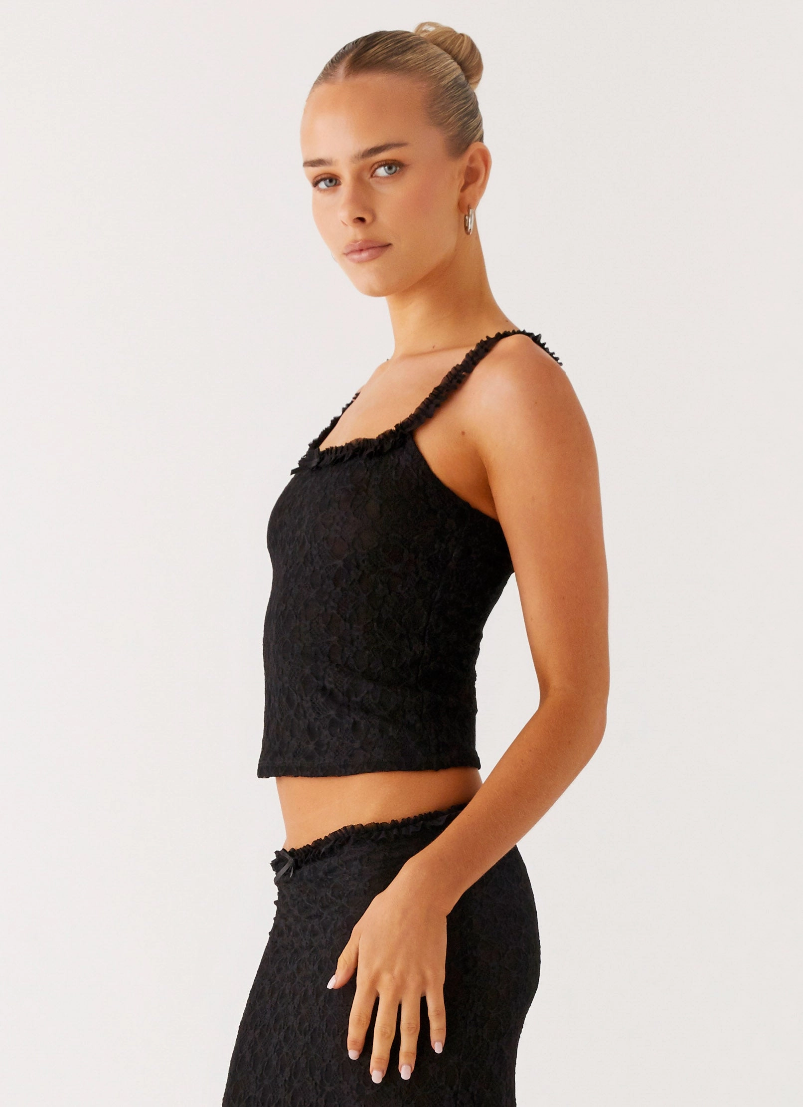 QuickDryConstruction Tailored Placket Ophira Cami Top - Black