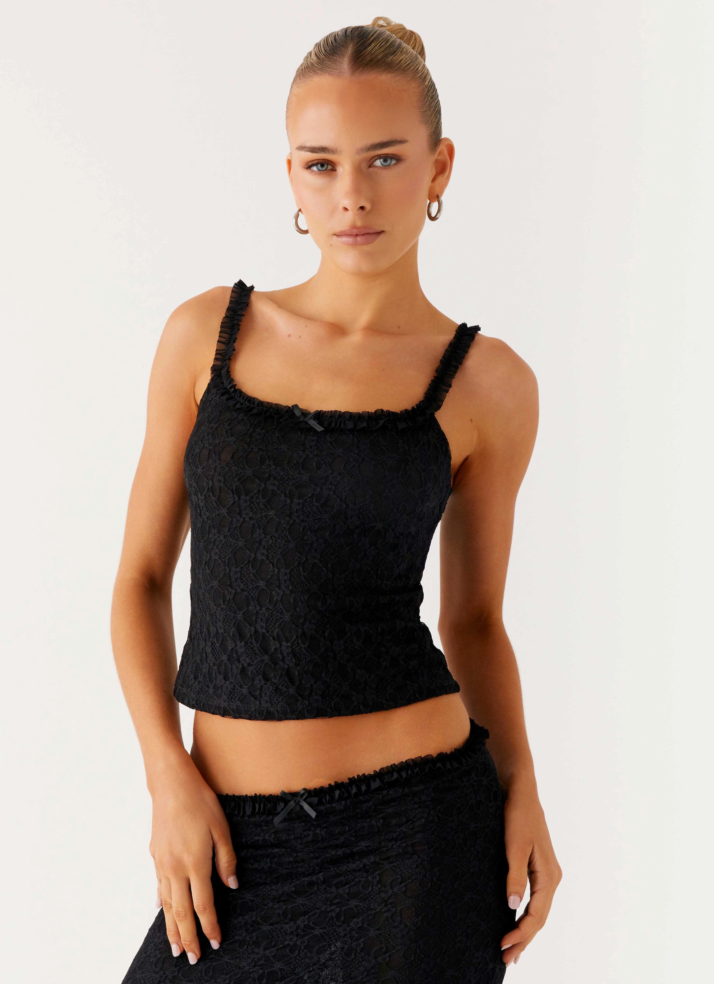Ophira Cami Top - Black Temperature Regulating Fibers