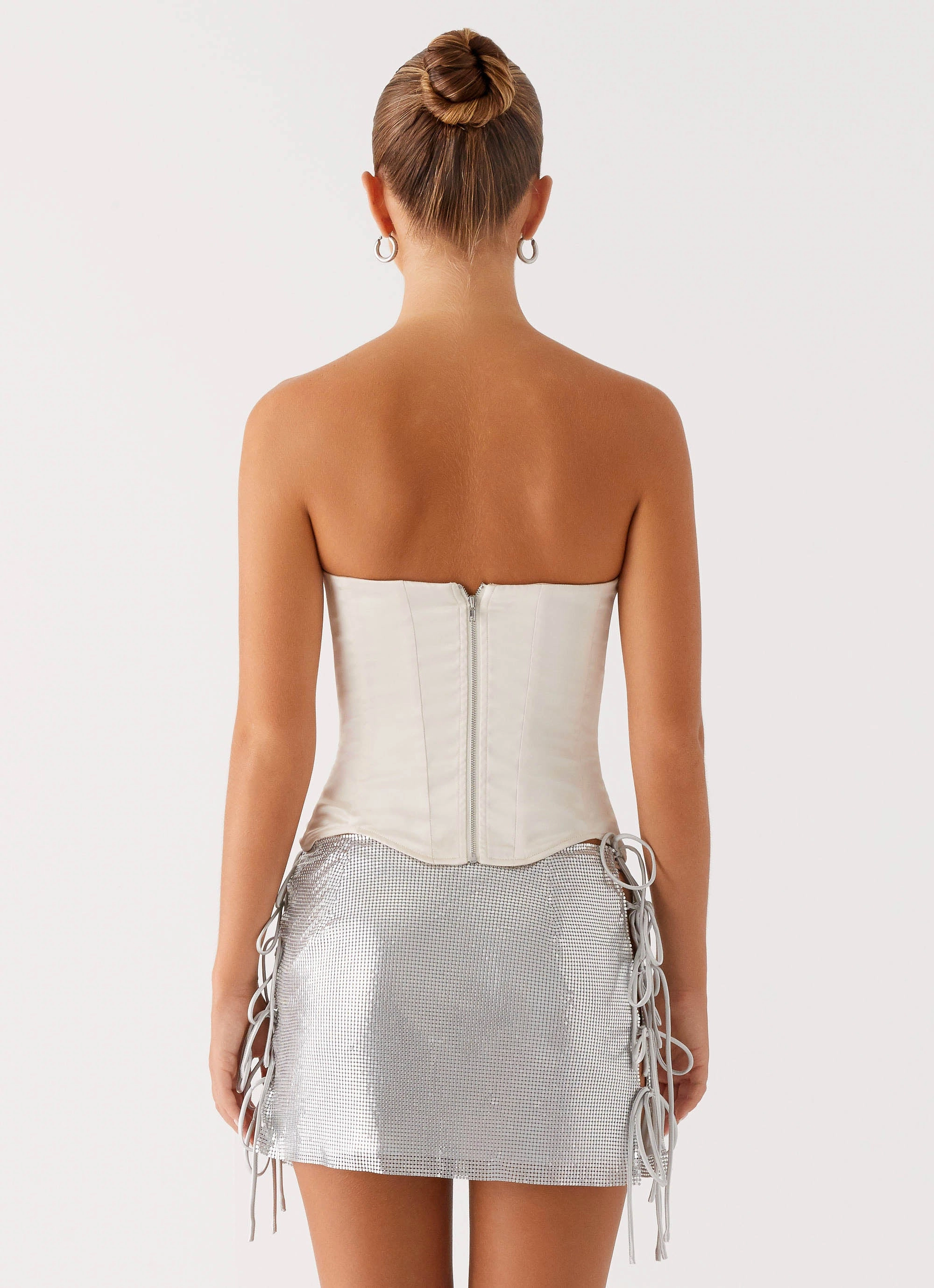Radar Satin Corset - Ivory Light Fabric HiddenStoragePocket