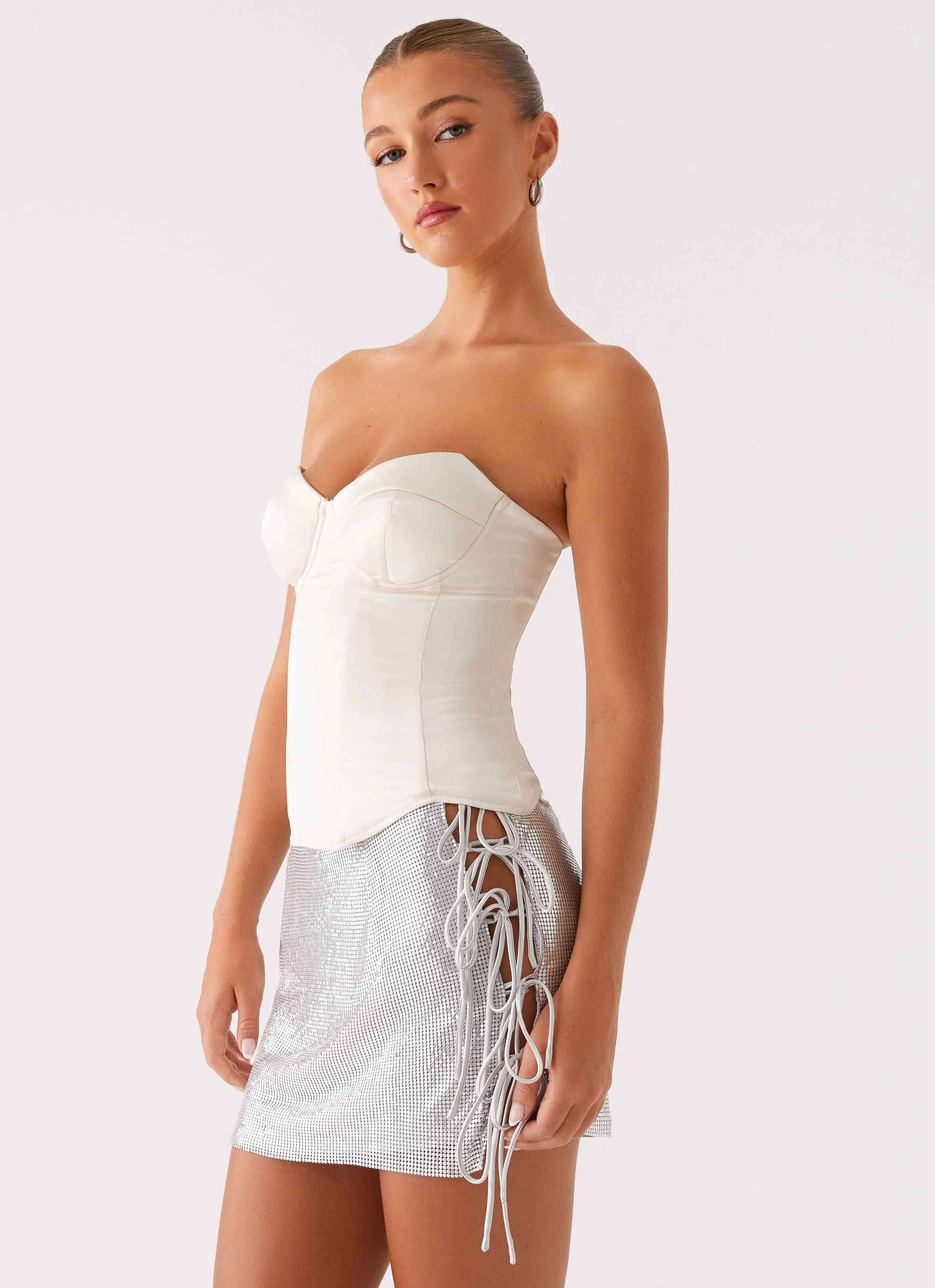 Radar Satin Corset - Ivory Cool and Breezy