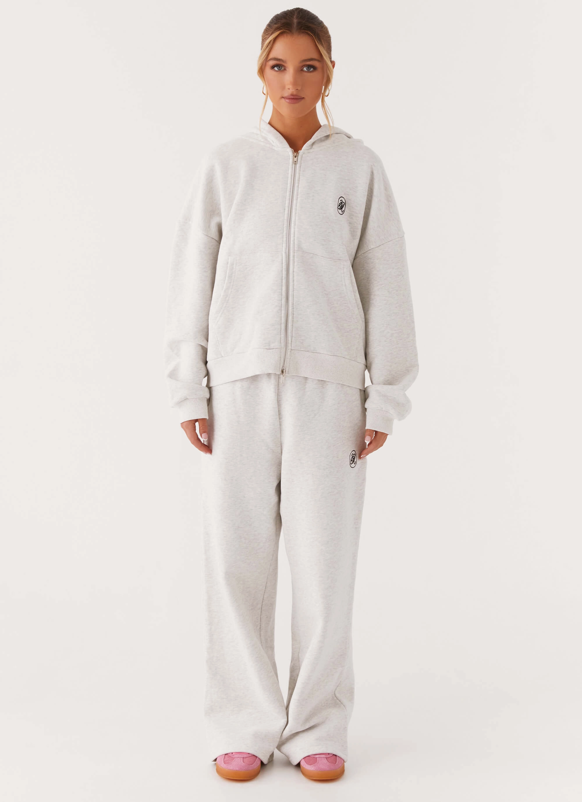 Signature Double Zip Up Hoodie - Grey High Elasticity NonRestrictive Cuff Design