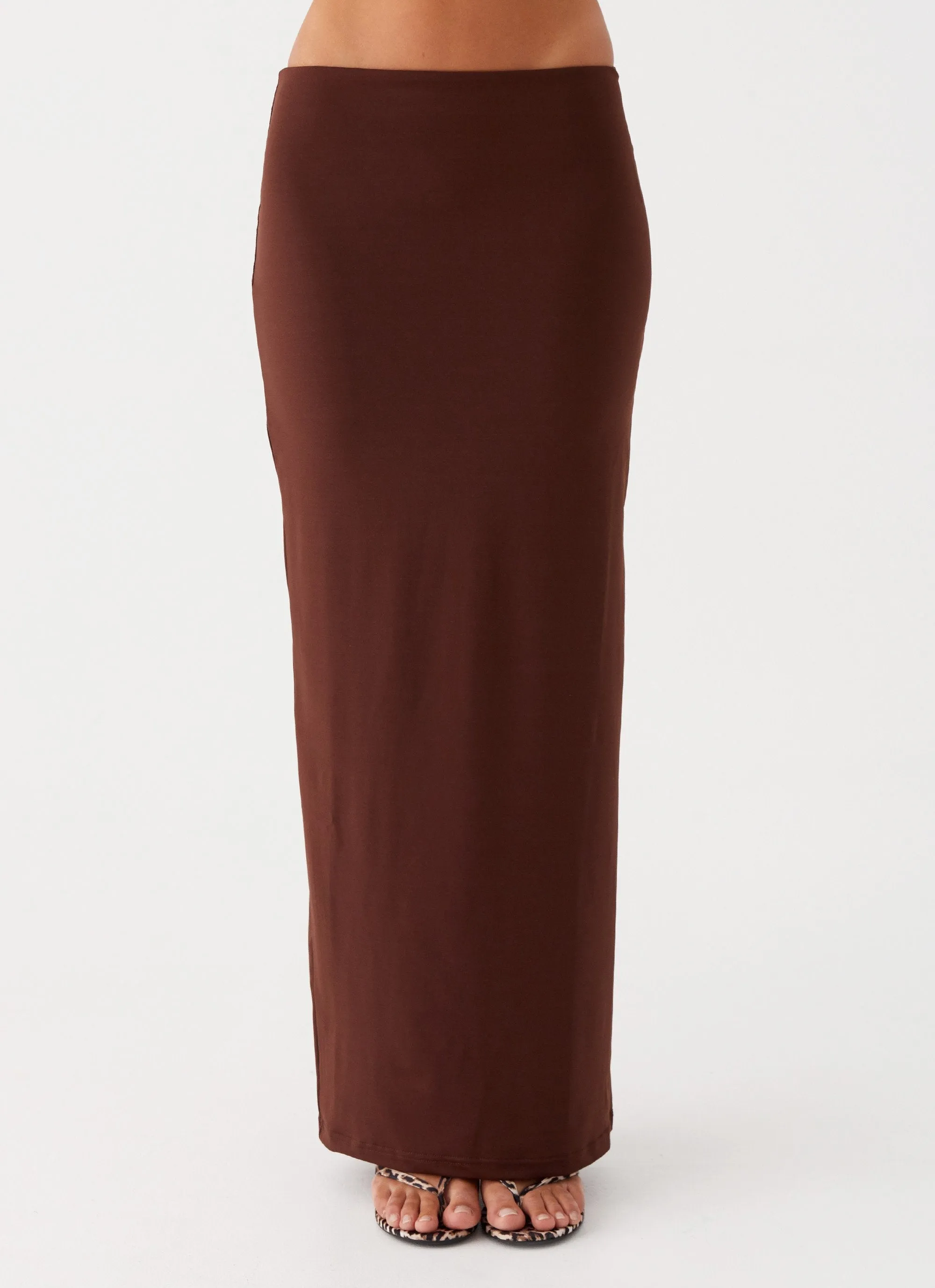 Supportive Waistband Smooth Fit Lining Solace Soul Maxi Skirt - Chocolate