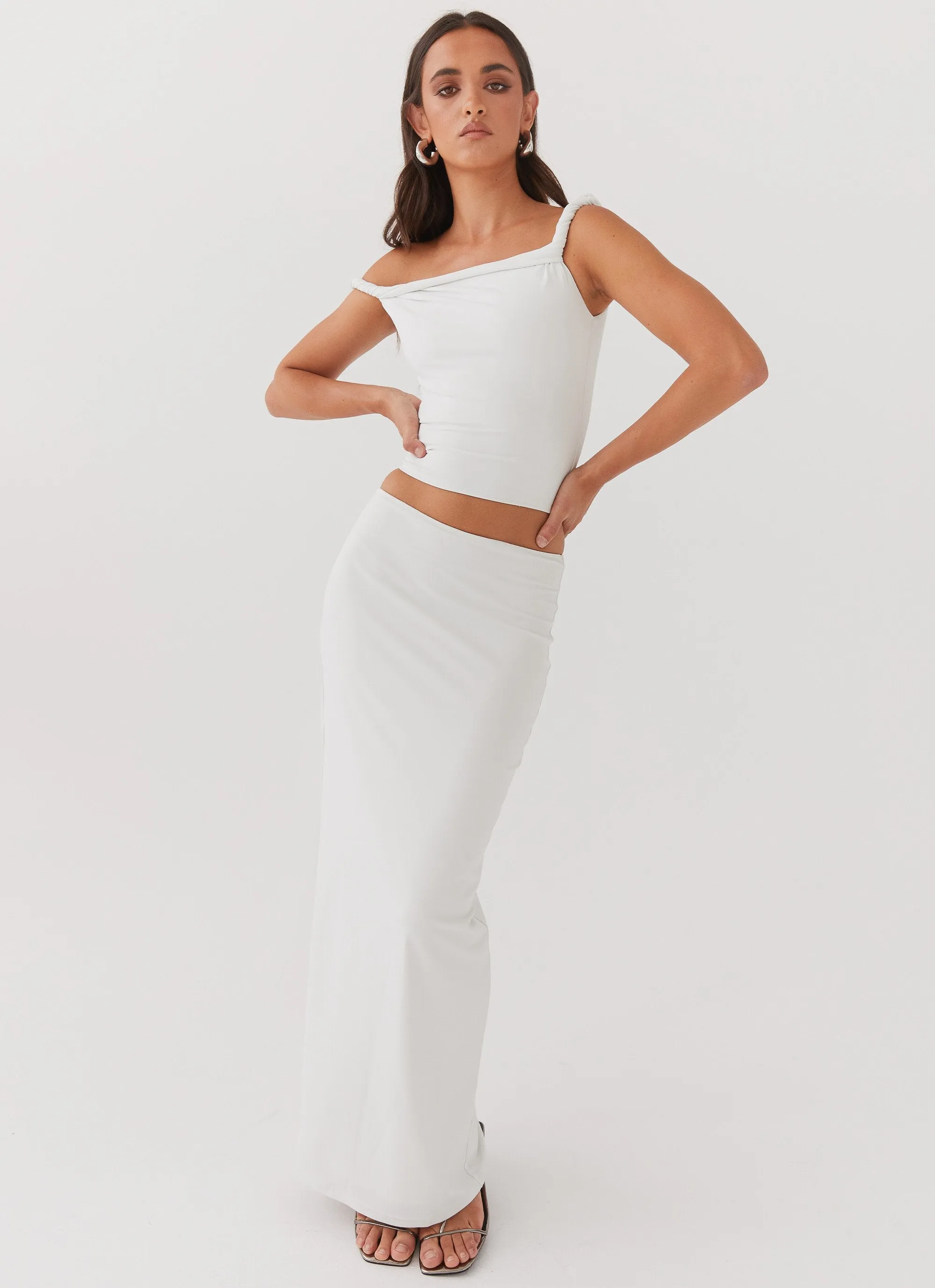 Moisture Wicking Fabric Solace Soul Maxi Skirt - Ivory