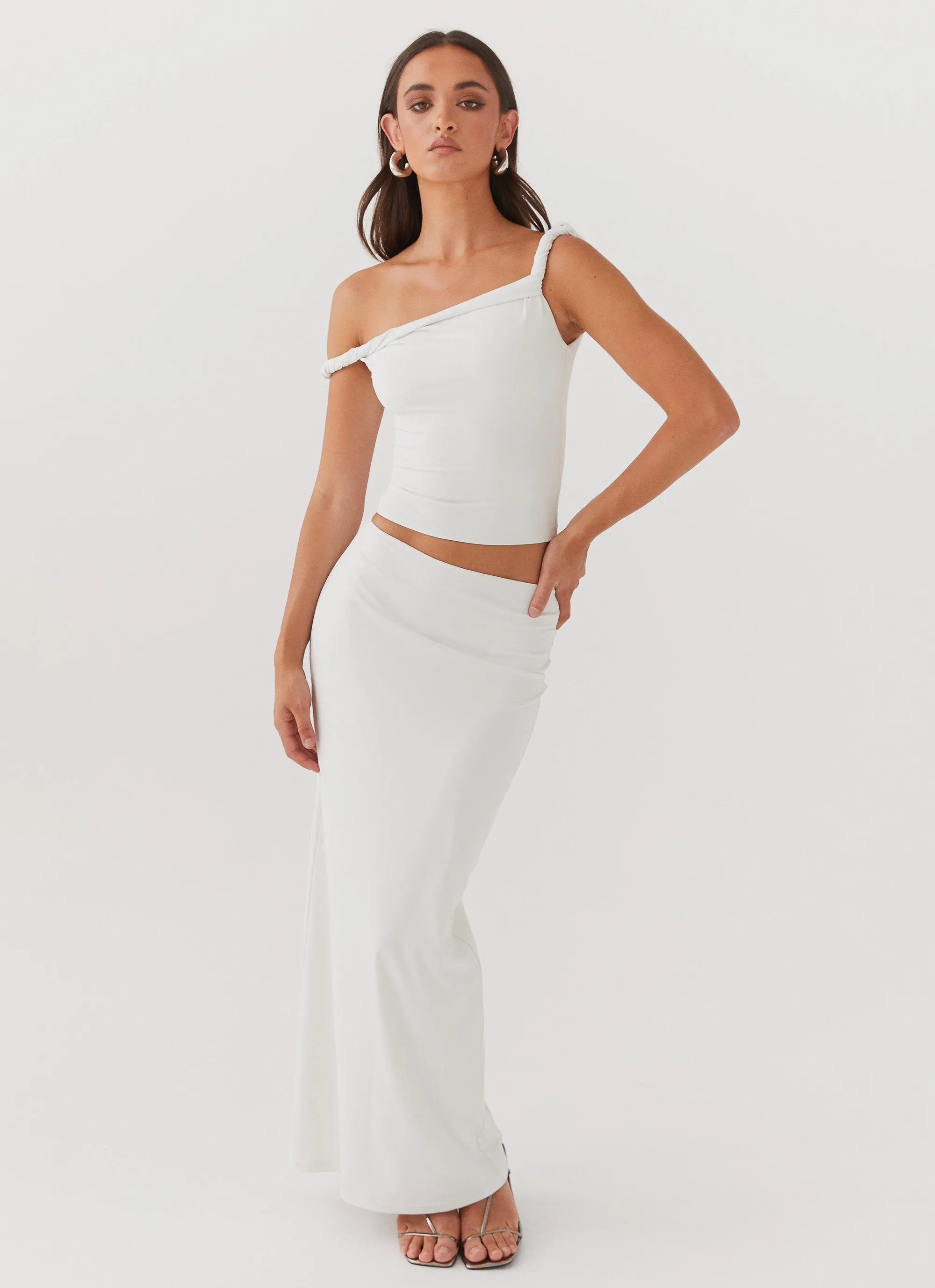 Solace Soul Maxi Skirt - Ivory Comfy Wearable Minimal Waist