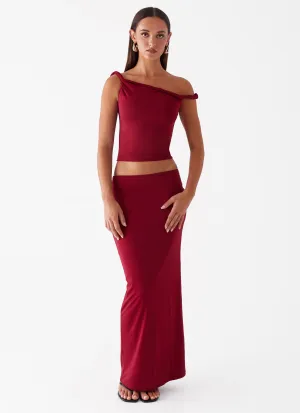 Solace Soul Maxi Skirt - Maroon Chill Style Long Wear SustainableManufacturing Solace Soul Maxi Skirt - Maroon
