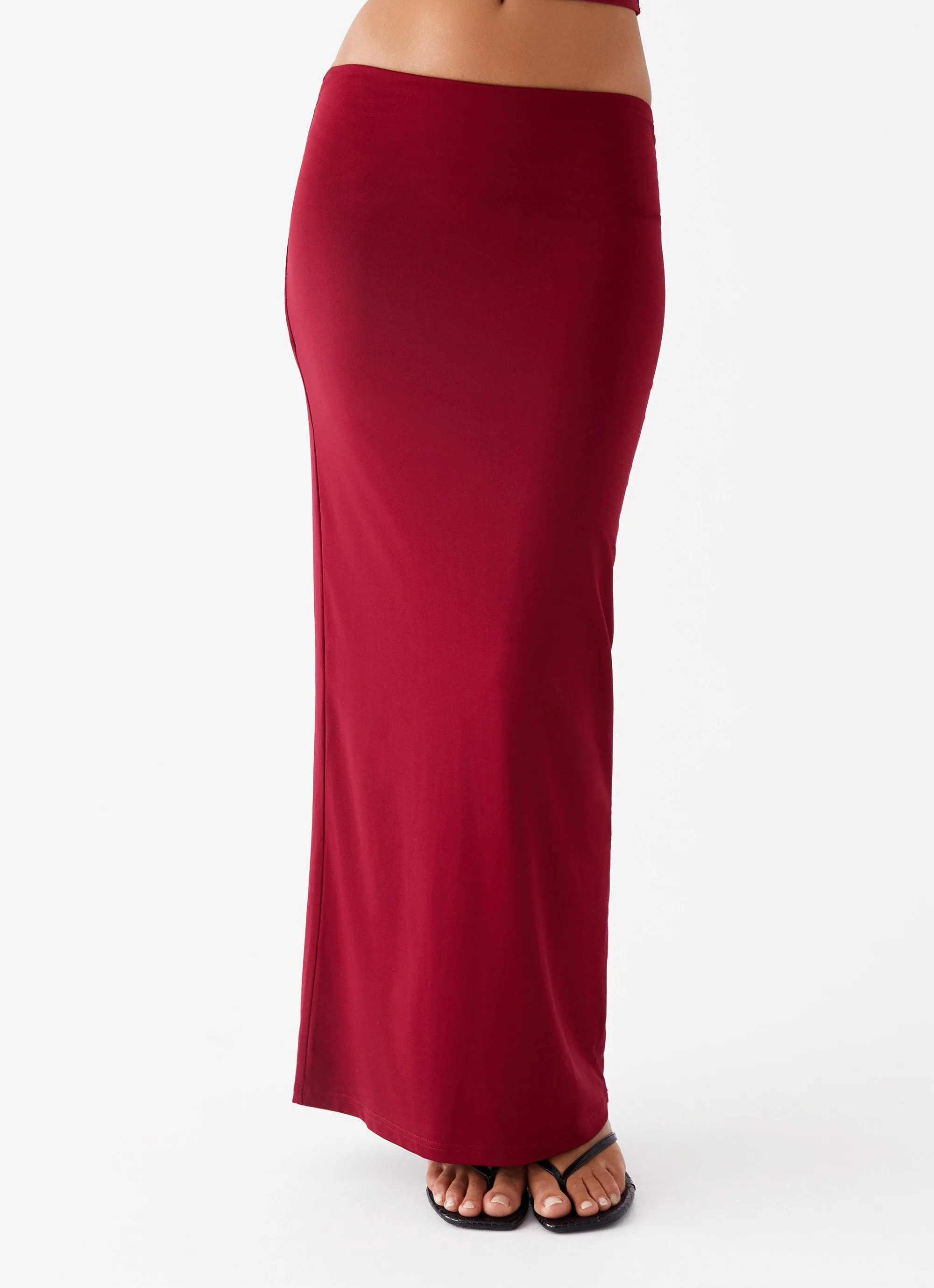 Solace Soul Maxi Skirt - Maroon Wardrobe Essential Ready For Action