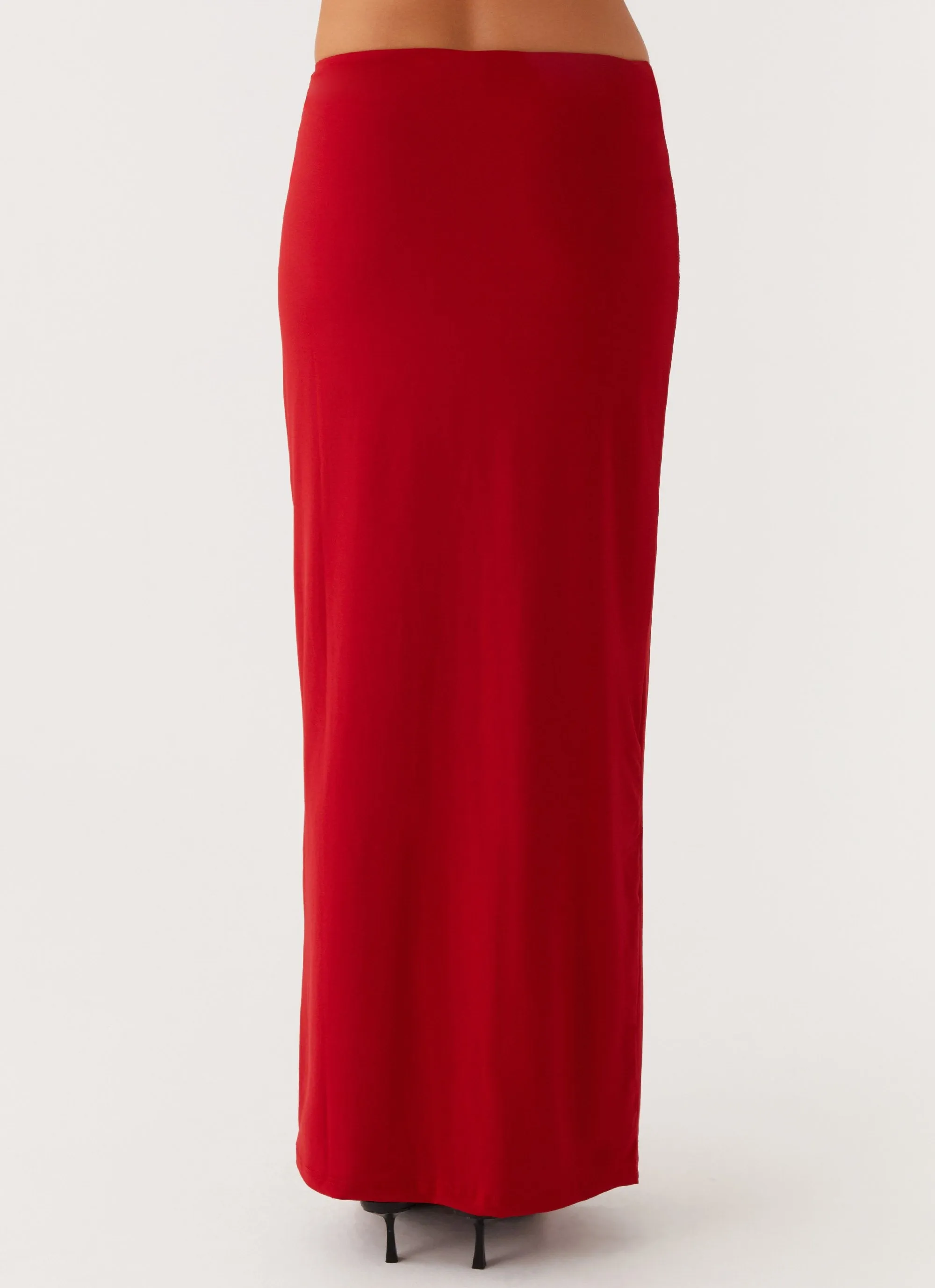 Basic Style Solace Soul Maxi Skirt - Red