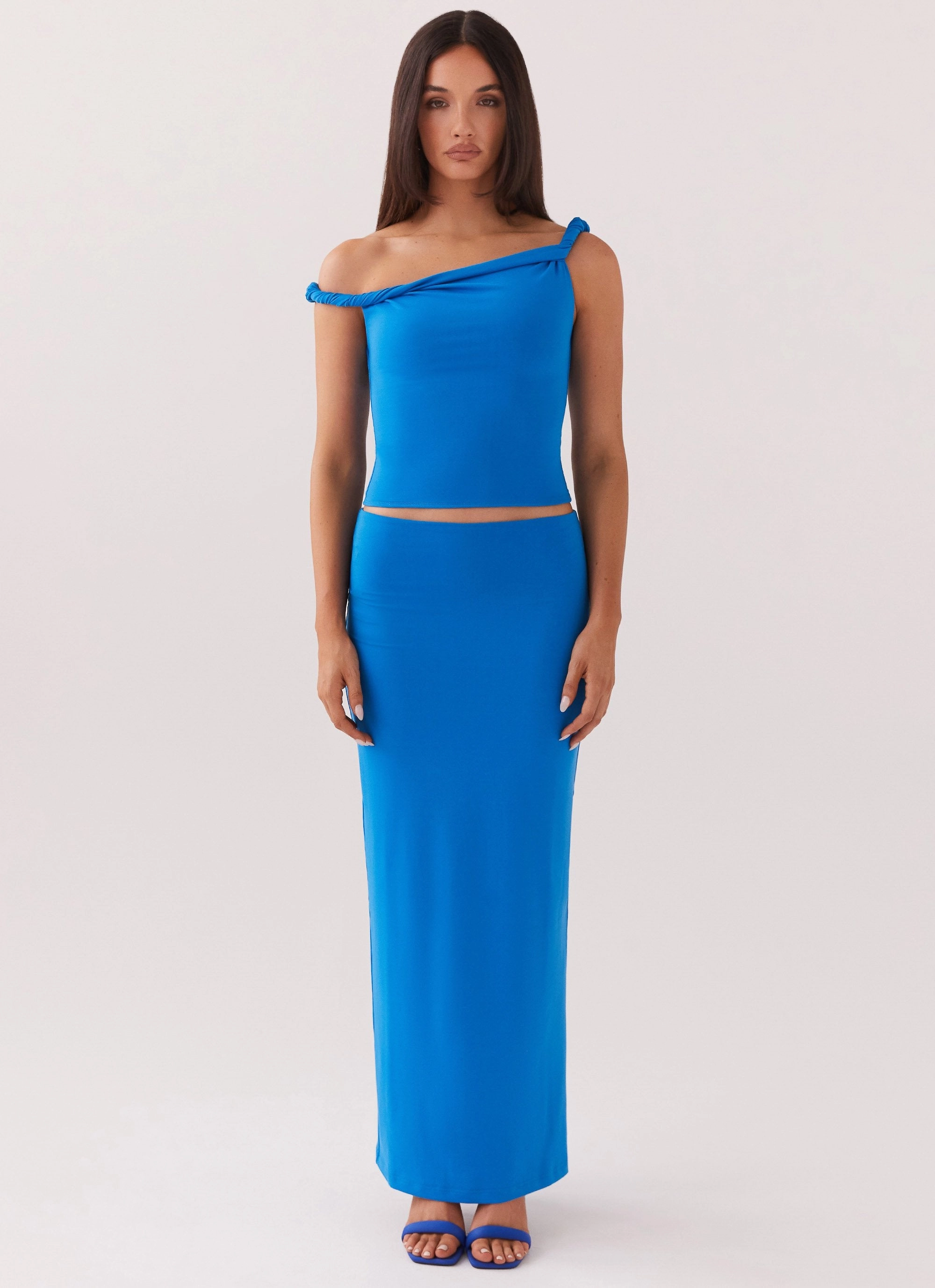 Solace Soul Twist Shoulder Top - Cobalt Buttery Soft Feel FrictionResistant Edges