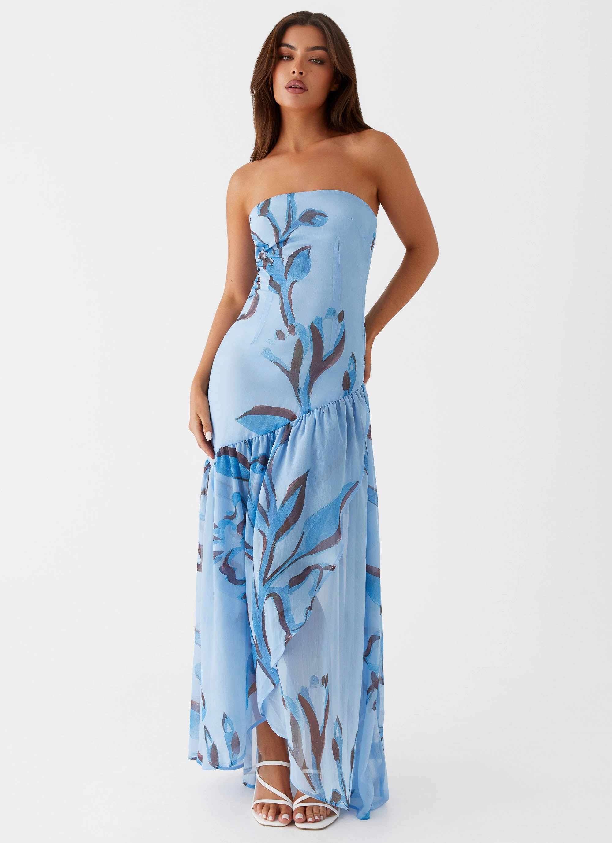 Layerable Piece Solaris Strapless Maxi Dress - Blue Floral