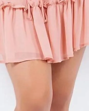 Solid Chiffon Off The Shoulder Skirt Set In Pink | Pink