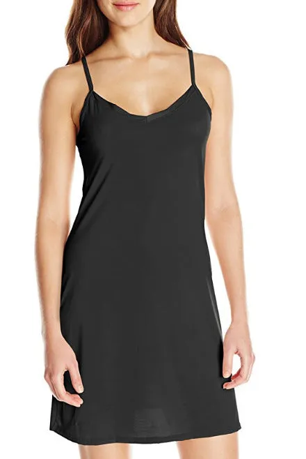 Solid Colored V-Neck Spaghetti Strap Slimming Dress Bare Back Skirt Sleeveless A-Line Cami Dress