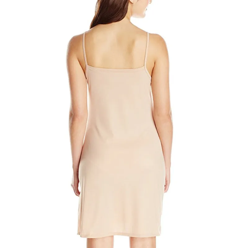 Solid Colored V-Neck Spaghetti Strap Slimming Dress Bare Back Skirt Sleeveless A-Line Cami Dress