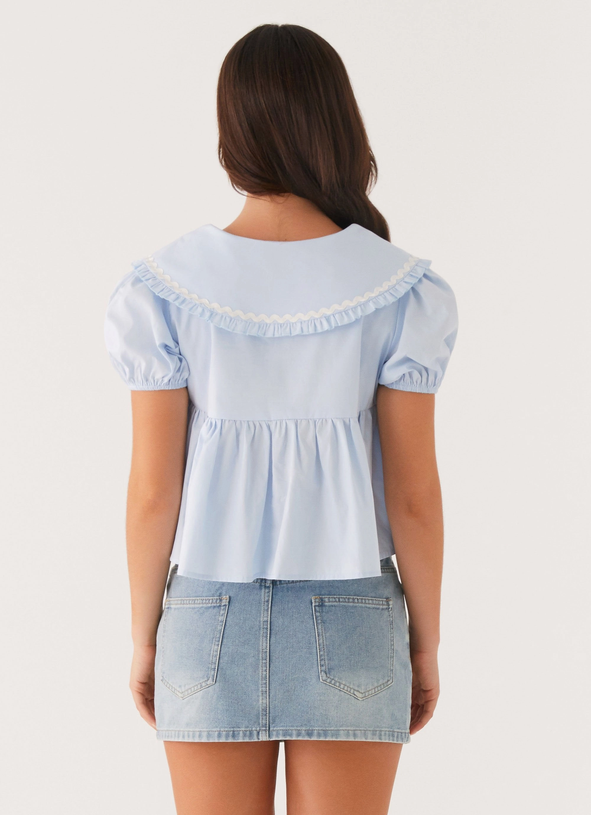 Sophie Babydoll Top - Blue AntiStaticInnerLining LongSleeve