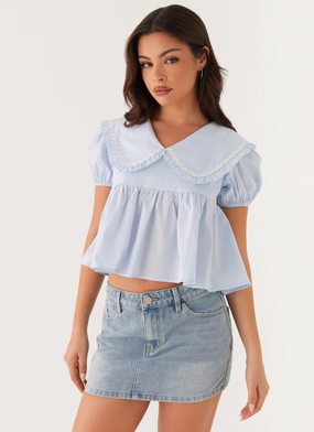 Sophie Babydoll Top - Blue NoiseReducing Mechanism Microfiber Technology Sophie Babydoll Top - Blue