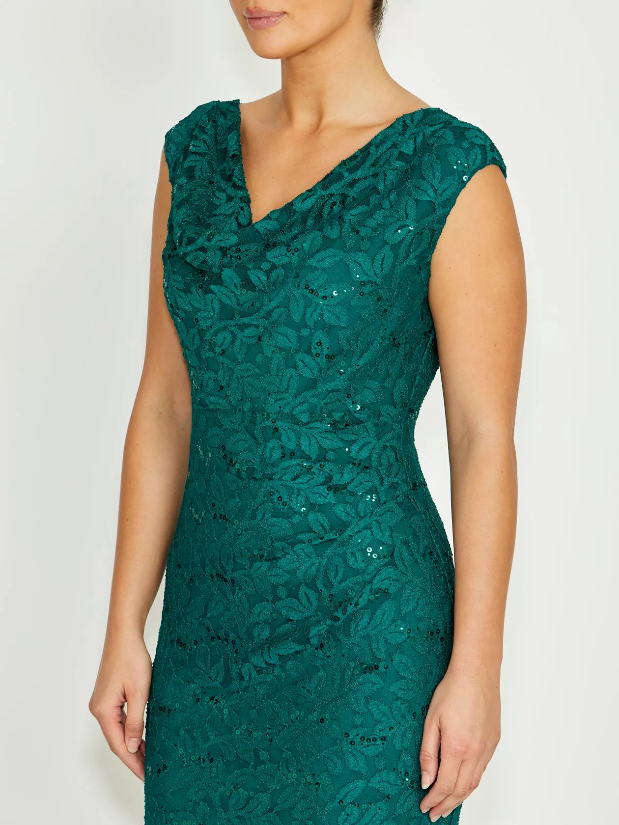 Calm Movement Easy Movement Elisa Green Cowl Neck Dress