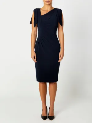 Sophisticated Wear Hebe Navy Jersey Dress relaxed shape Bold Color Hebe Navy Jersey Dress