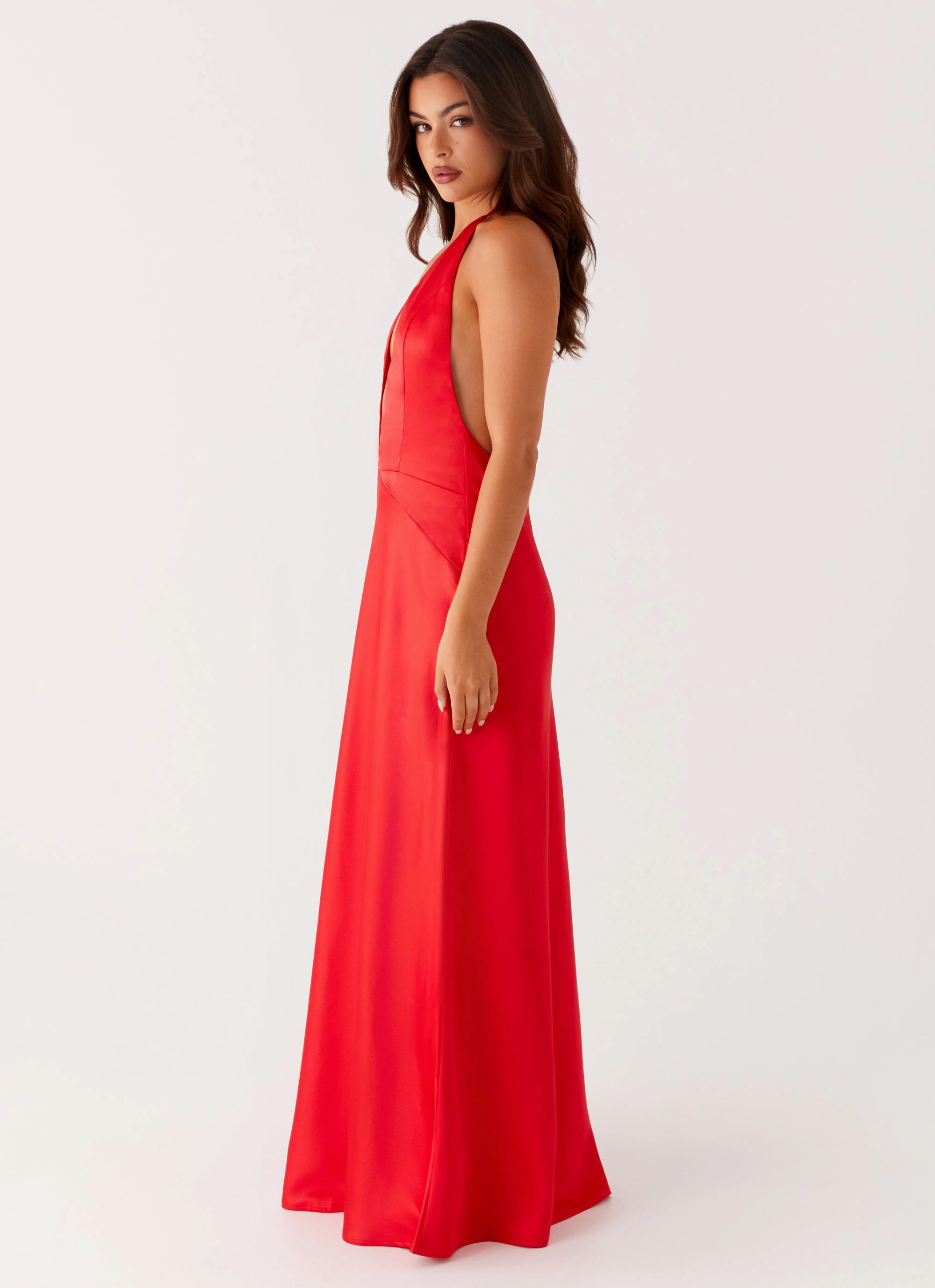 Idol Maxi Dress - Red Wool-Blend Shade Soft