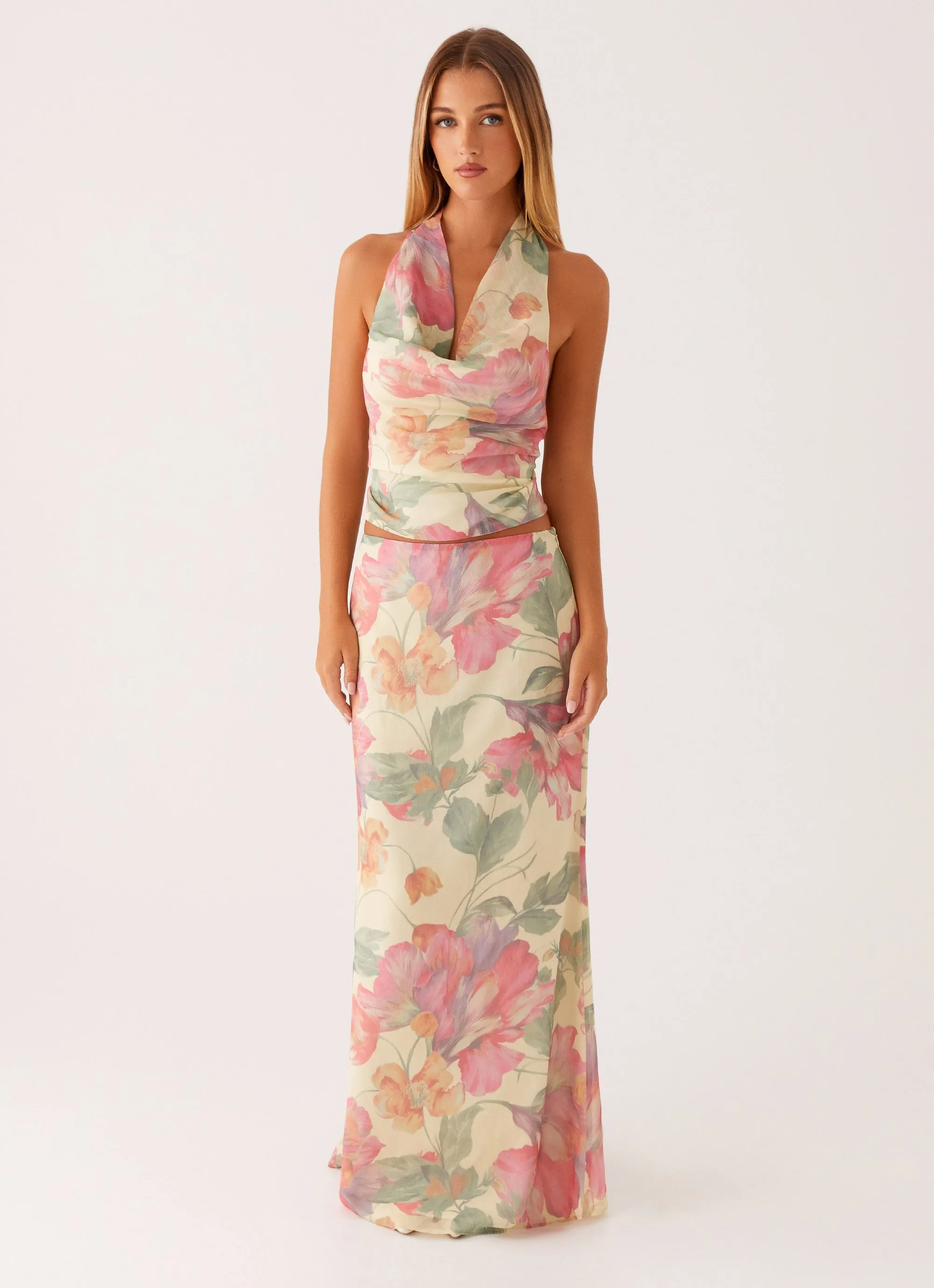 SecureZipperClosures Abrasion Proof Reinforcements Soulful Low Rise Maxi Skirt - Yellow Peony