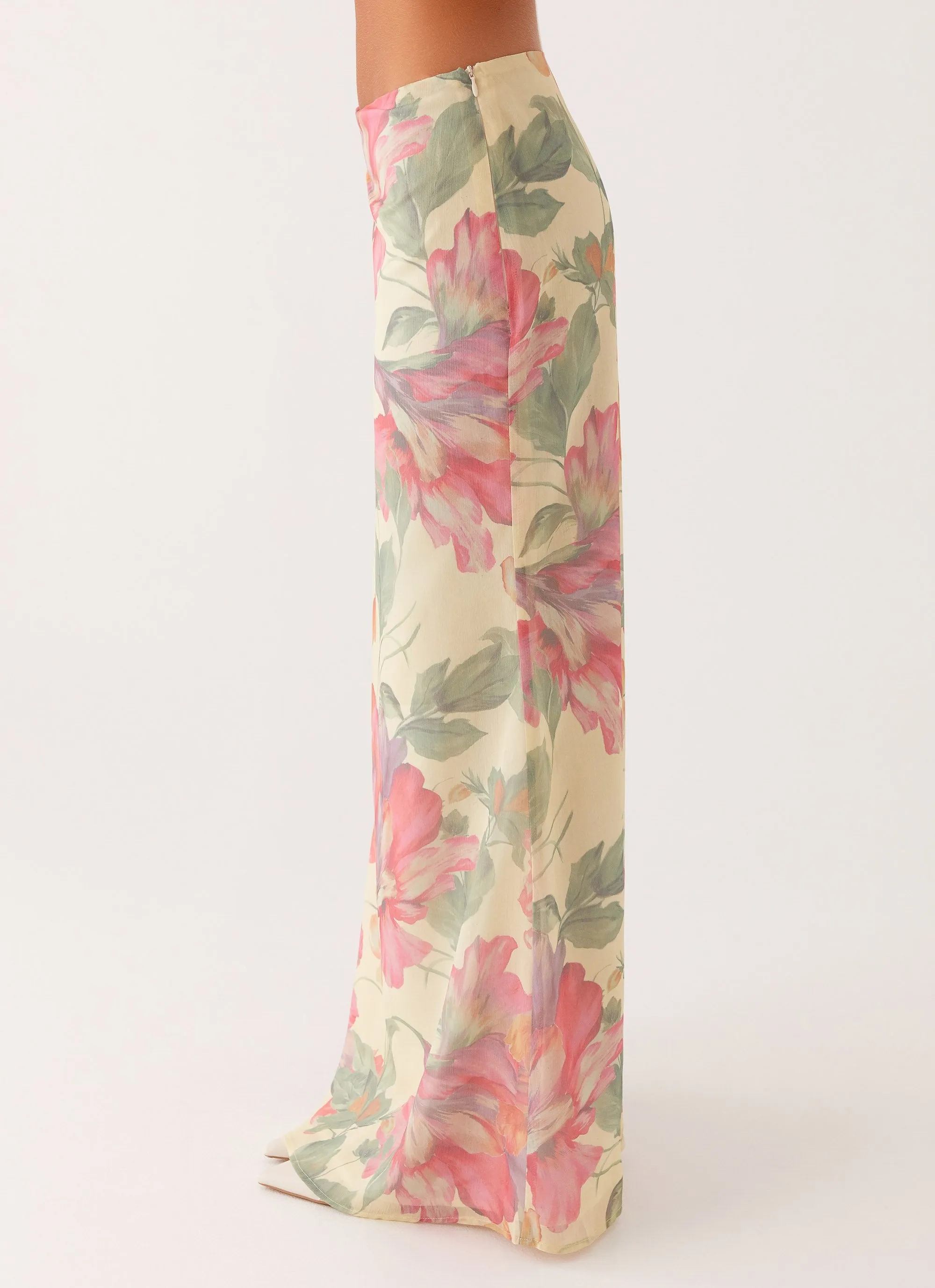 Soulful Low Rise Maxi Skirt - Yellow Peony Chill Comfort Fit Weather Ready