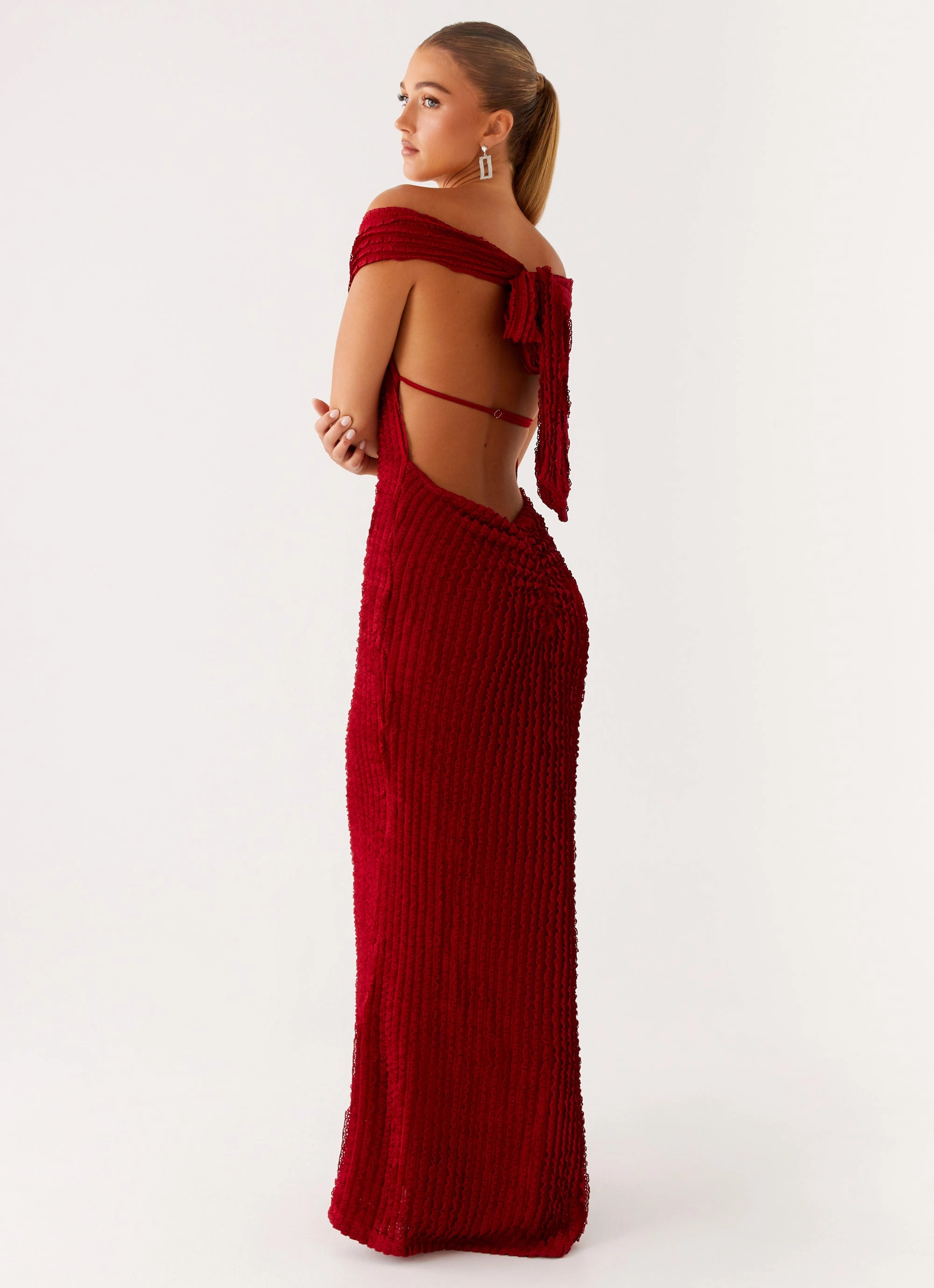 Chantelle Maxi Dress - Red Button-front Artistic Flair