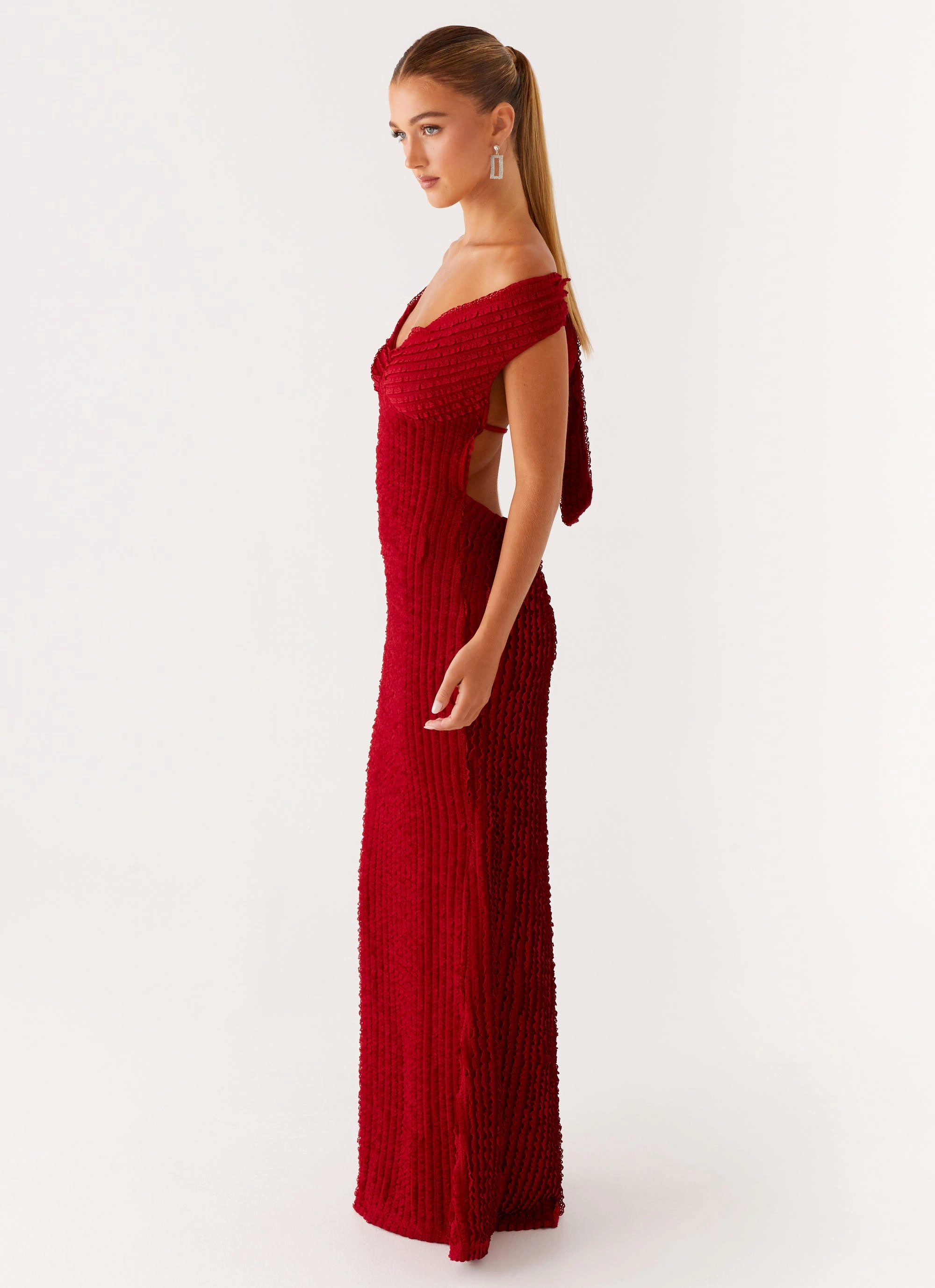 Chic Tailoring Waist Neutral Feel Chantelle Maxi Dress - Red